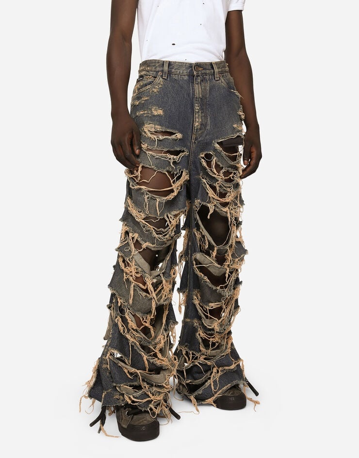 Destroyed overdyed denim jeans - 3