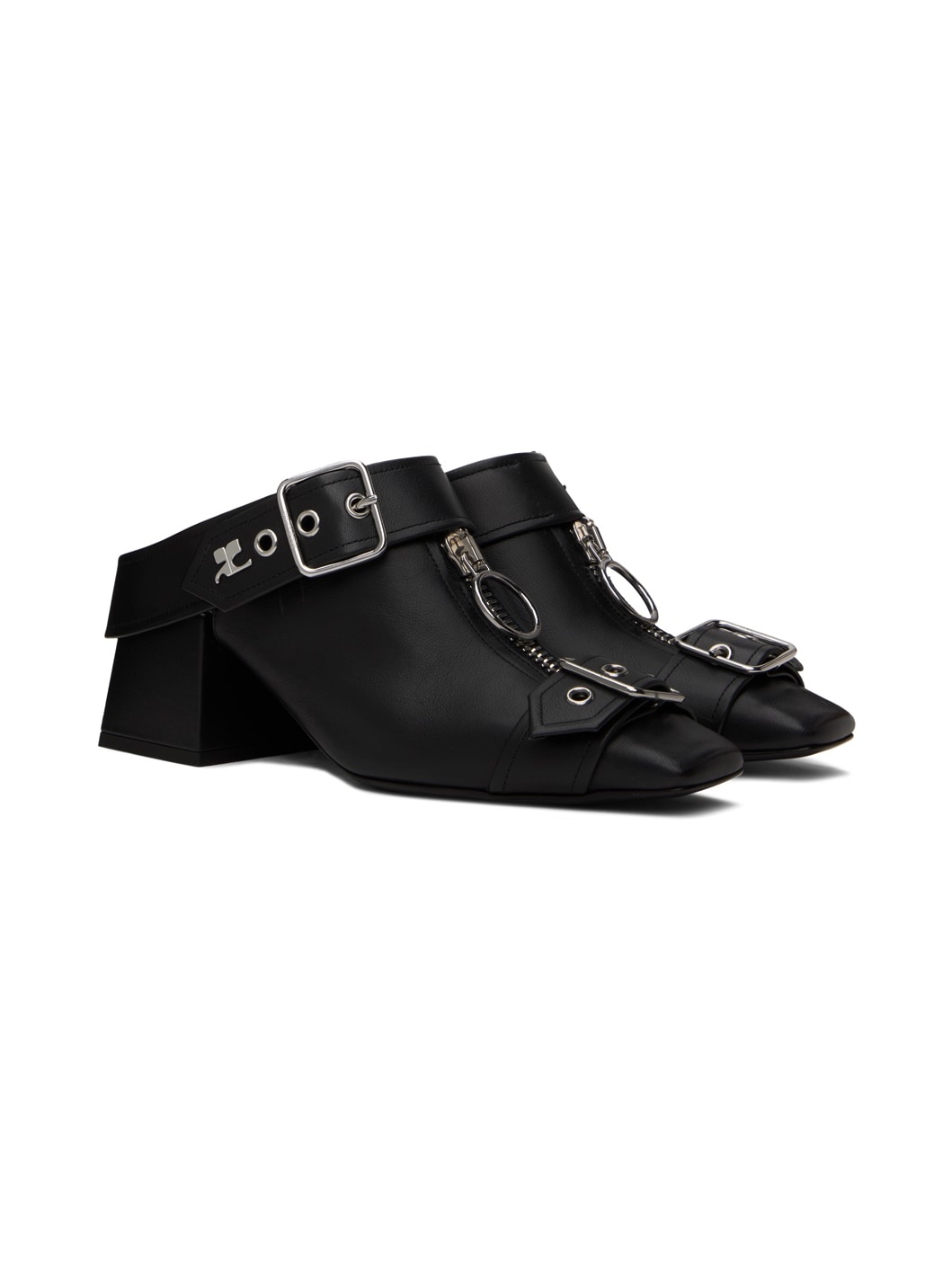 Black Gogo Leather Mules - 4