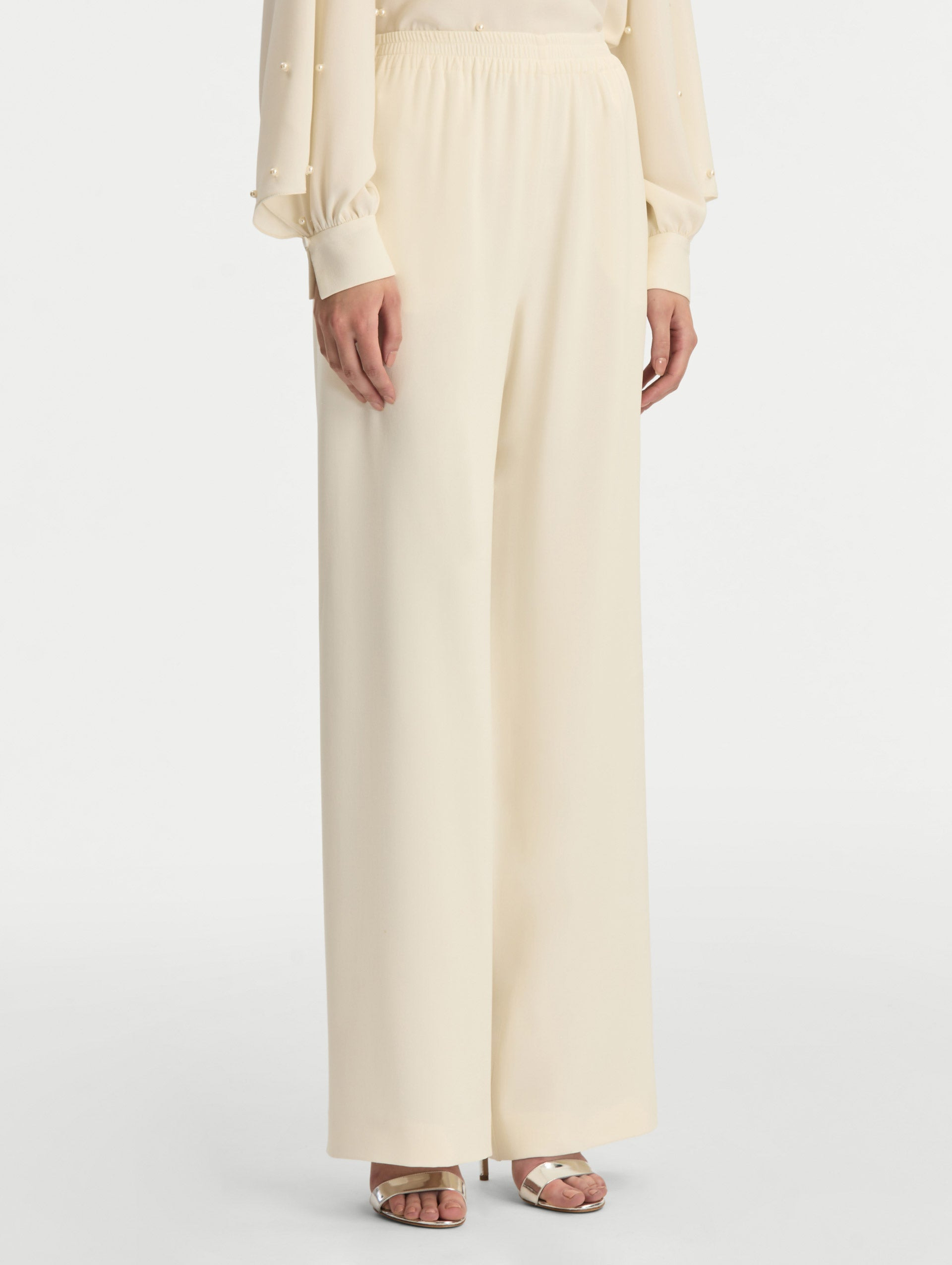 SILK GEORGETTE WIDE LEG PANT - 5