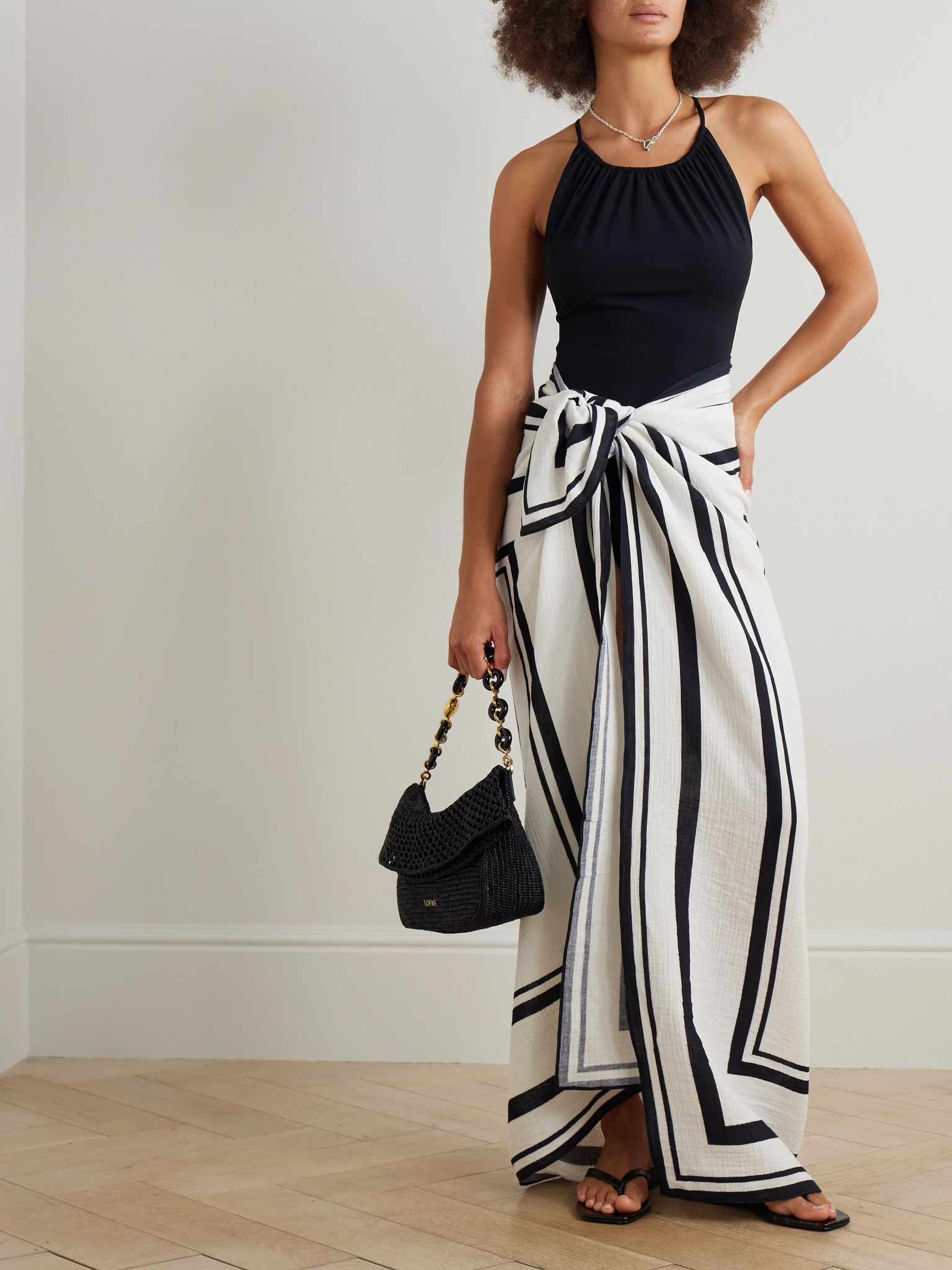 Eliza striped cotton-voile pareo White - 2