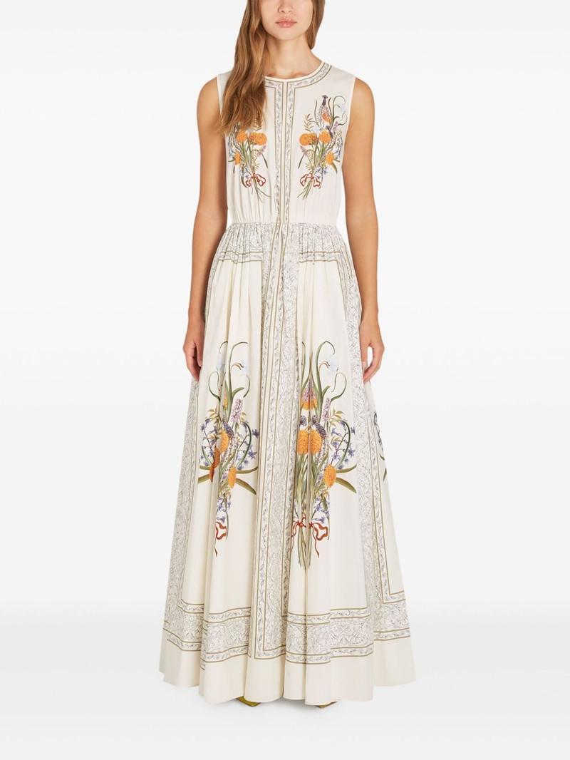 GIAMBATTISTA VALLI Marigold Bouquets-print poplin dress outlook