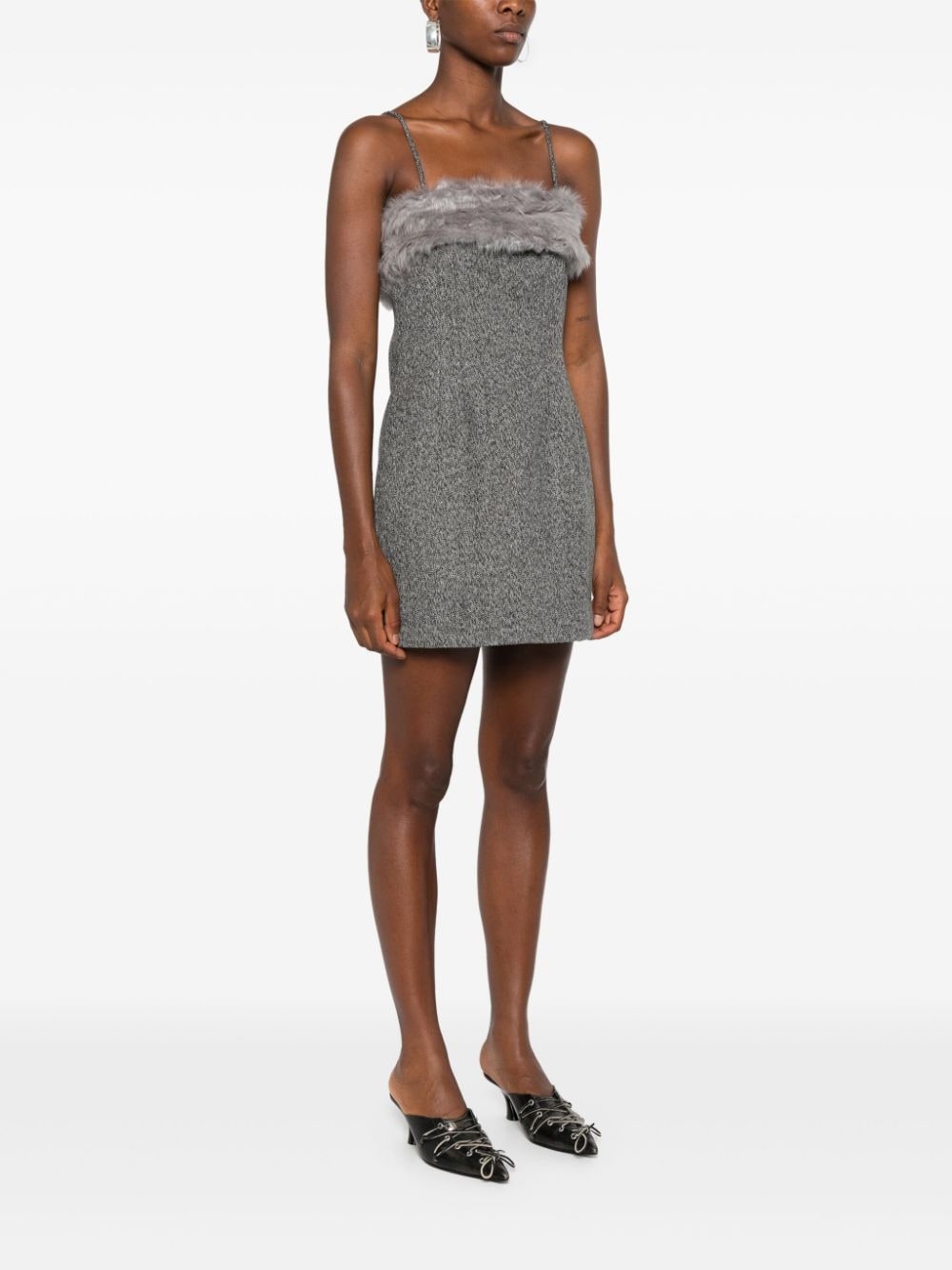 faux-fur trim mini dress - 3