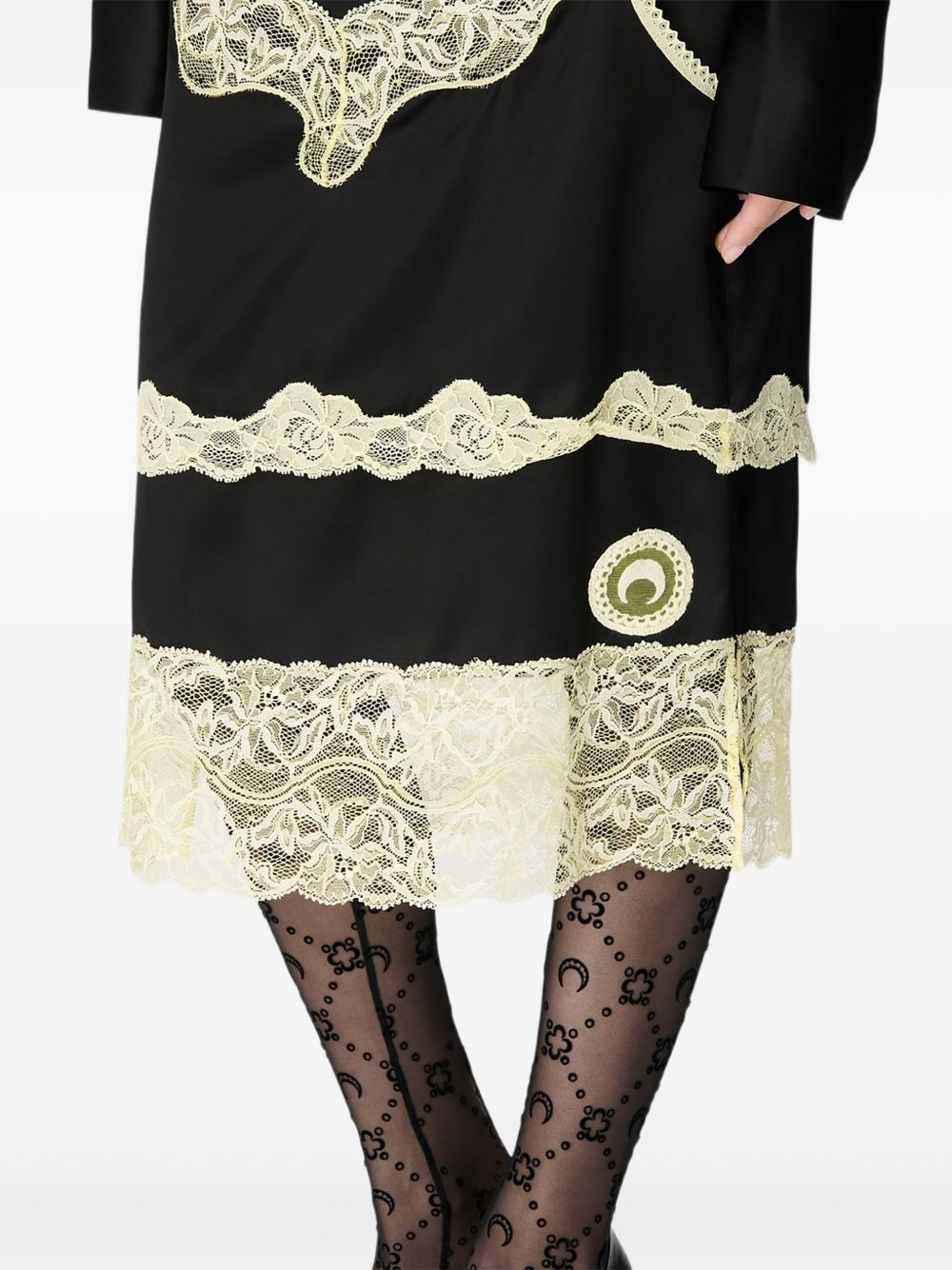 lace-panelled satin skirt - 4