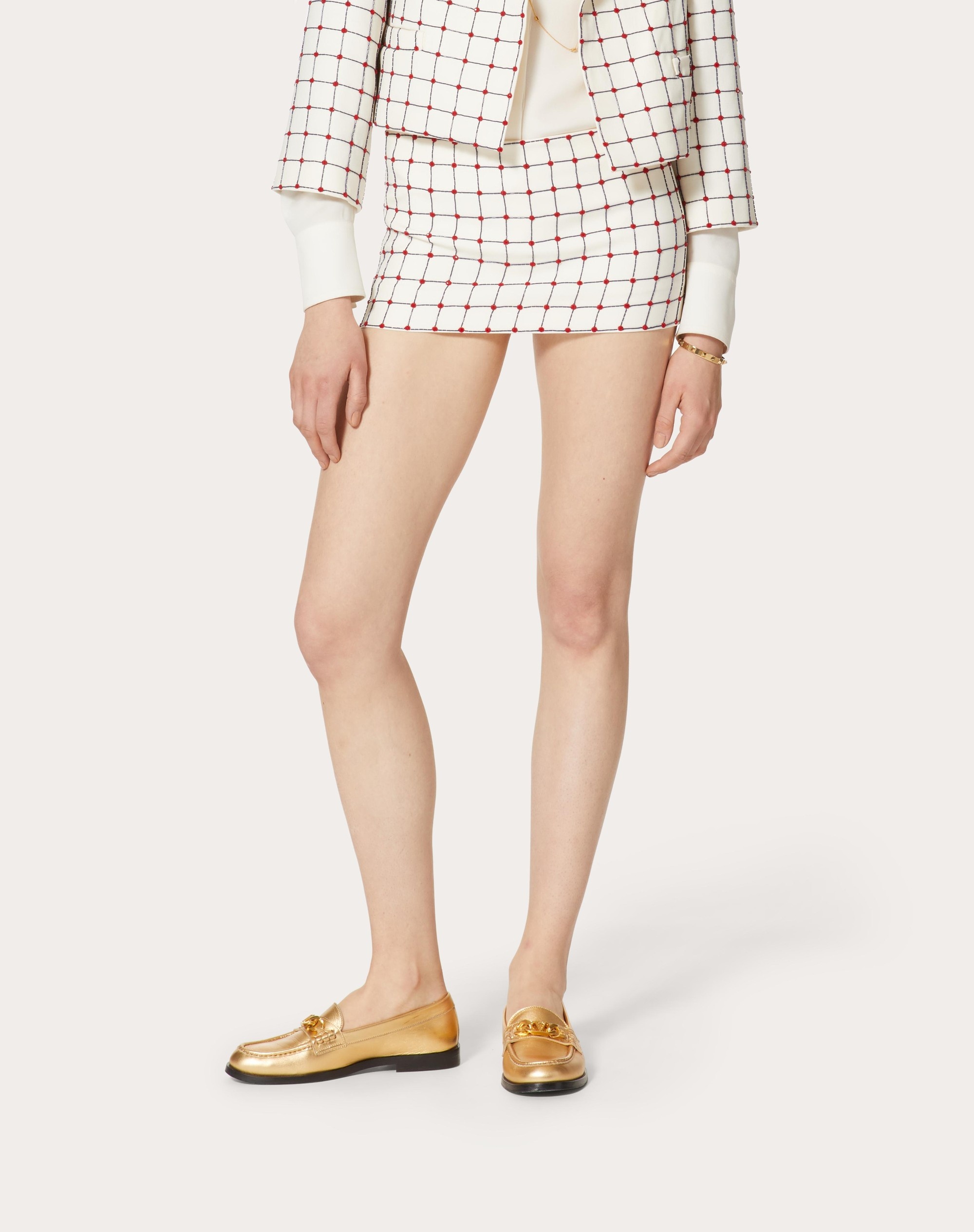 EMBROIDERED CREPE COUTURE SKORT - 3