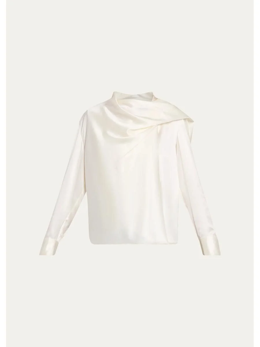 Nadine Draped Silk Scarf Top - 1
