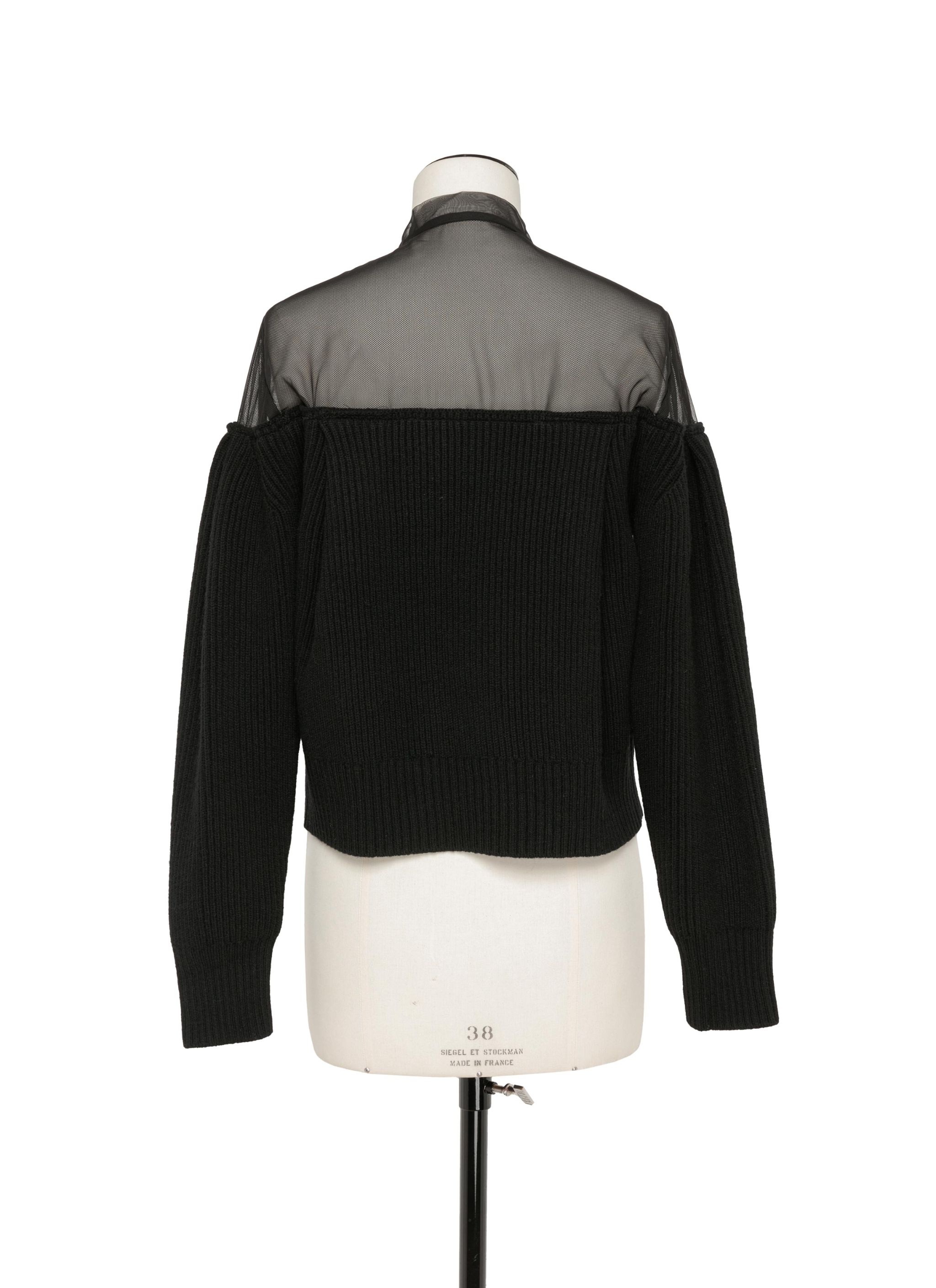 sacai Chiffon Mix Wool Knit Pullover | REVERSIBLE