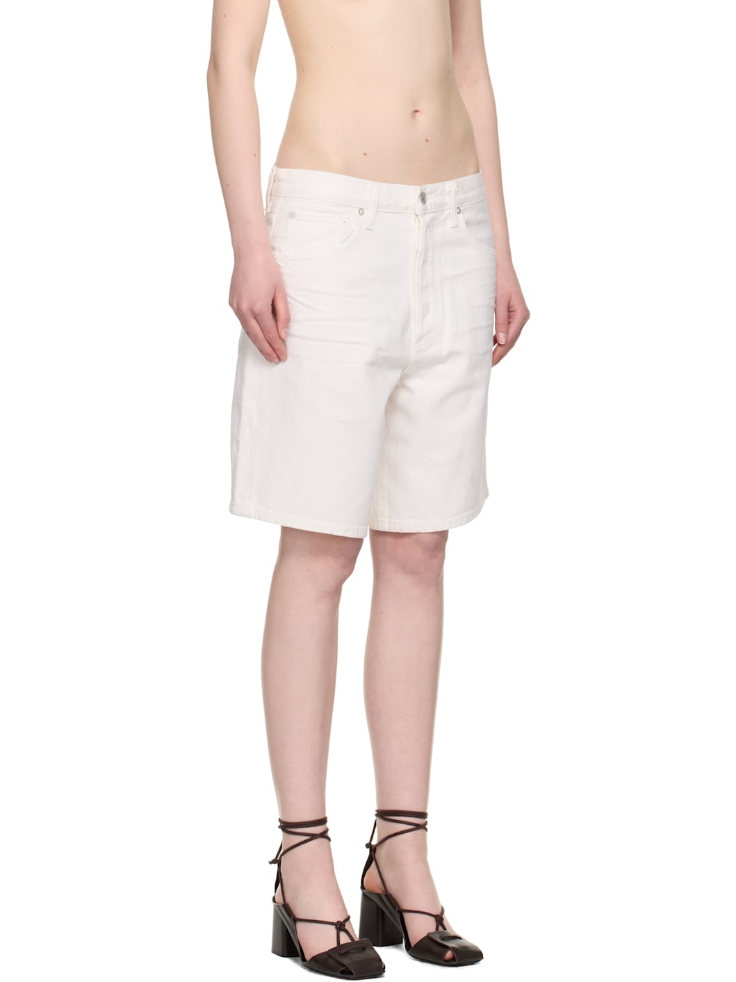 White Indra Denim Shorts - 2