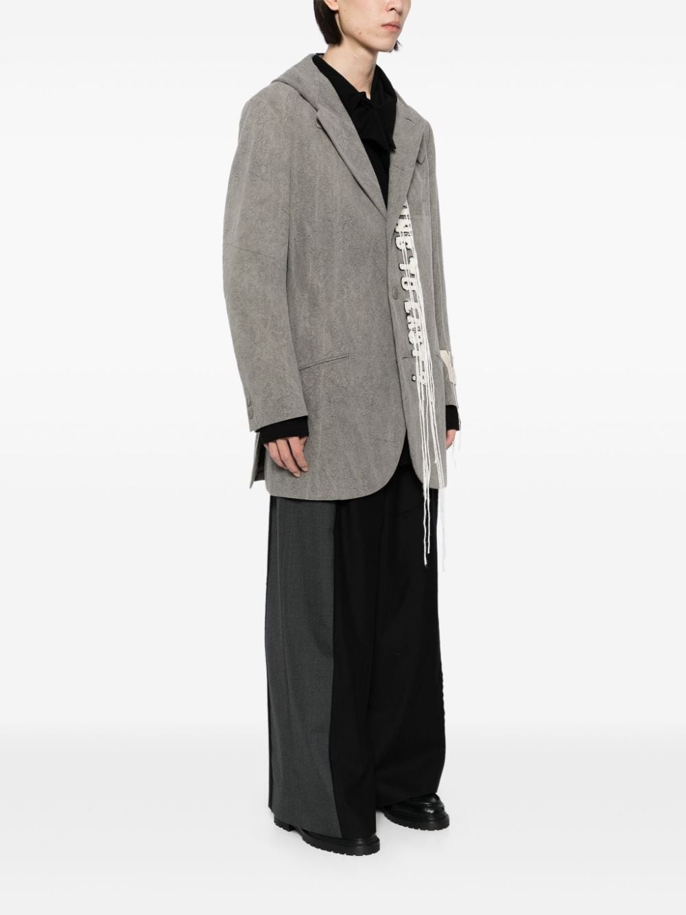 logo-print wool hooded jacket - 3