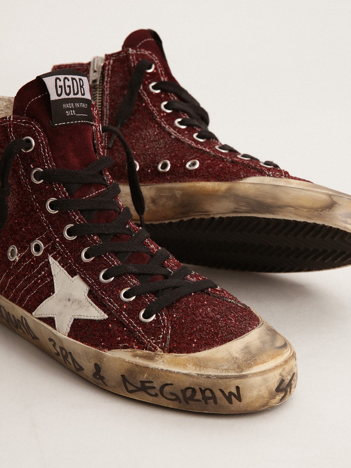 Francy Penstar sneakers in burgundy glitter with white leather star - 3