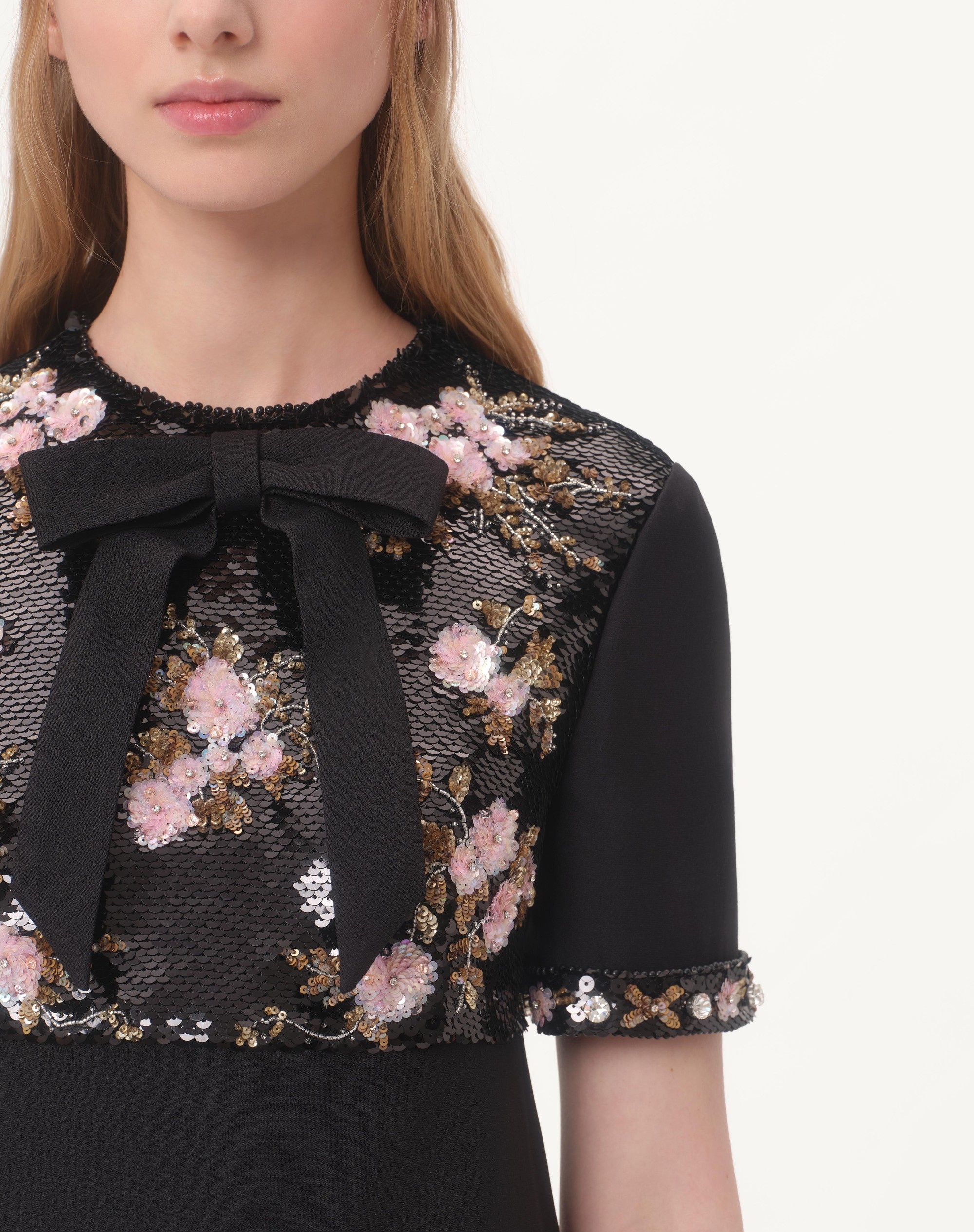 EMBROIDERED CREPE COUTURE SHORT DRESS - 3