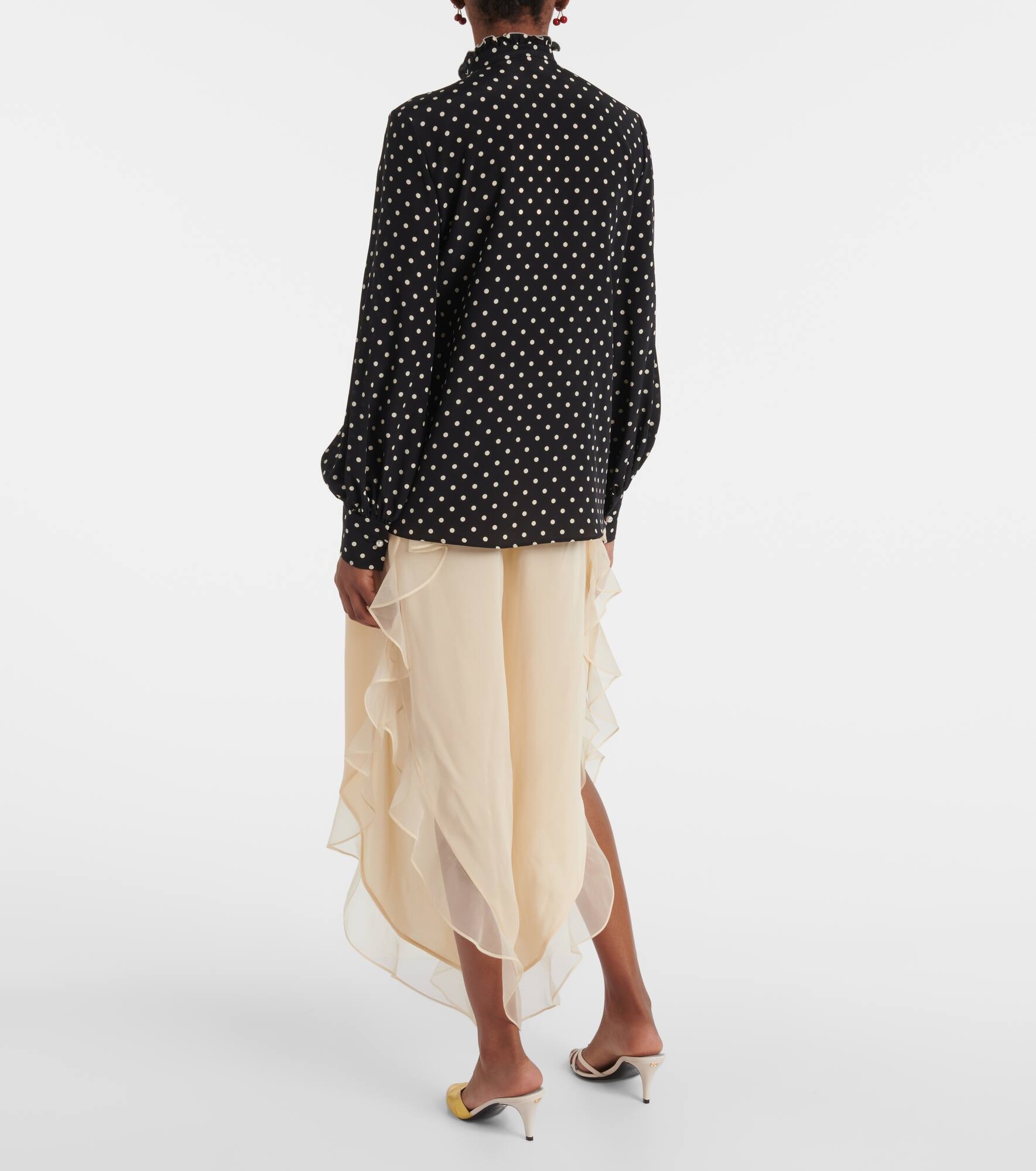 Polka-dot silk crêpe de chine blouse - 3
