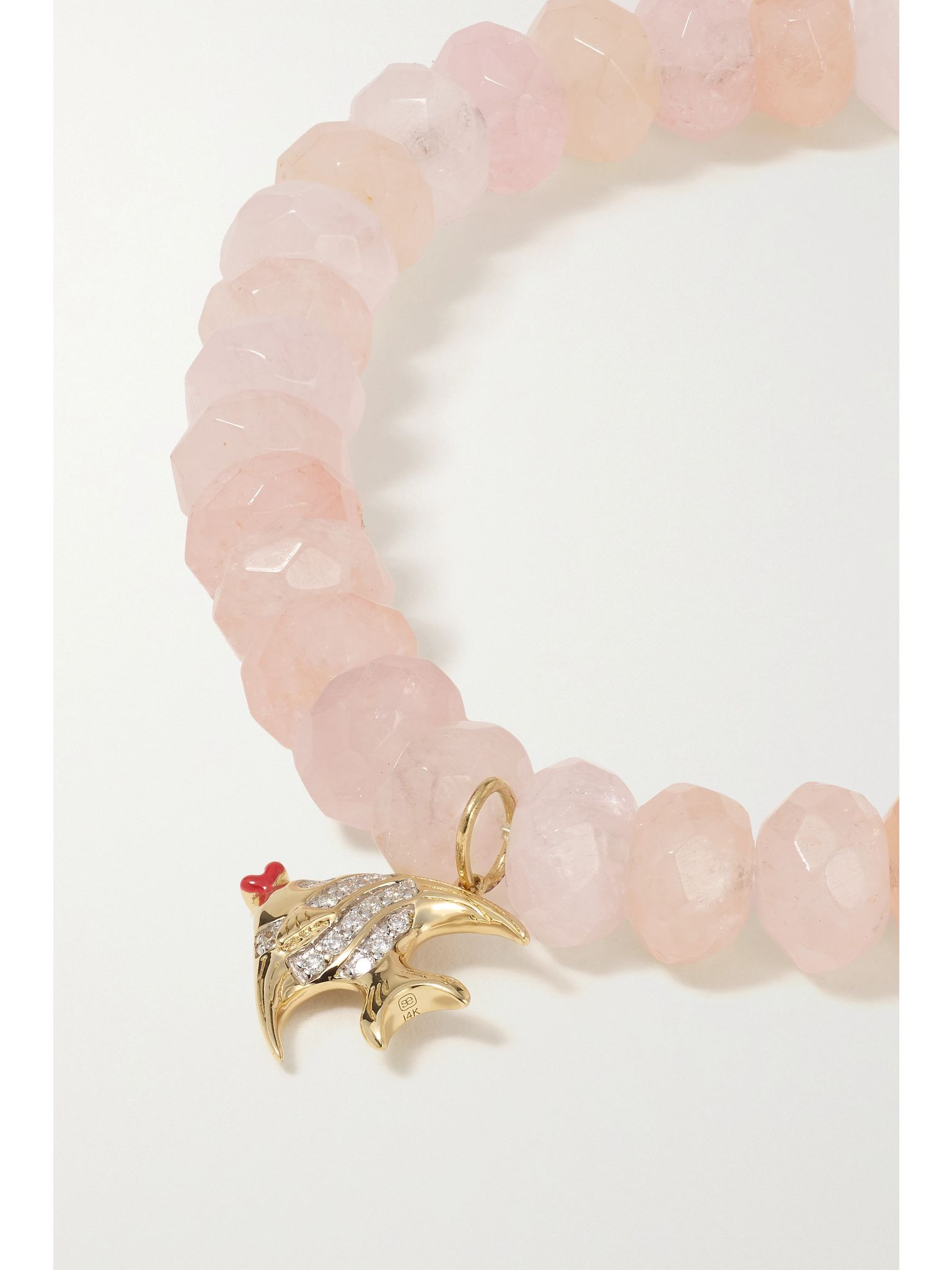 Clownfish 14-karat gold, morganite, diamond and enamel bracelet Pink - 4