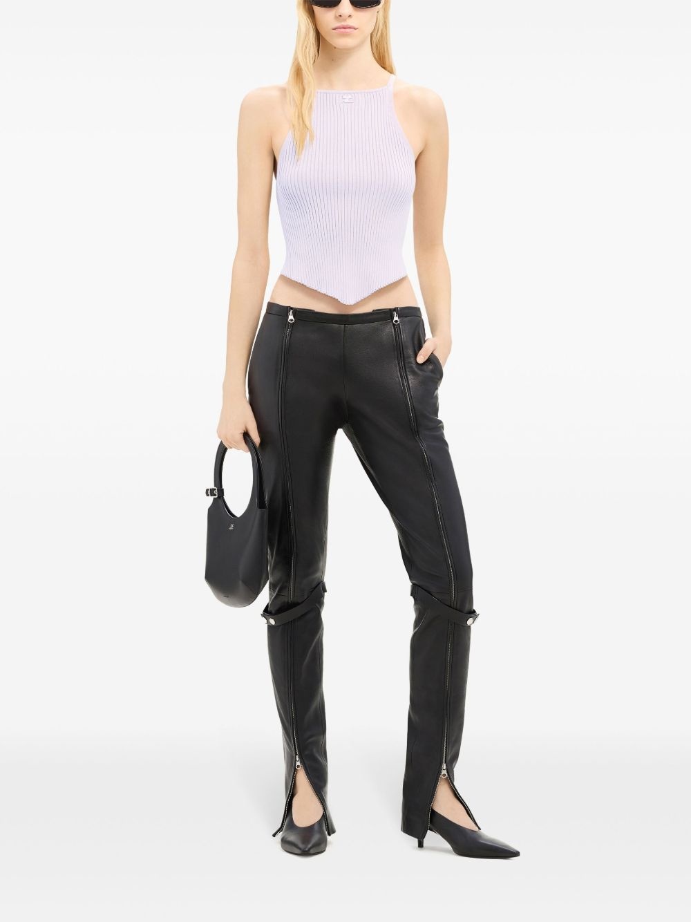 Pointy rib-knit tank top - 2