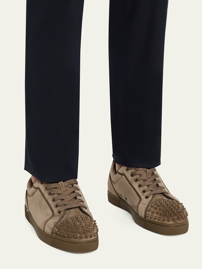Christian Louboutin Men's Louis Junior Spikes Low-Top Suede Sneakers outlook