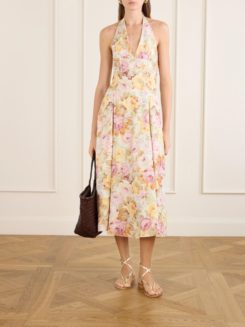 FAITHFULL Murano Floral-printed Linen Midi Dress outlook