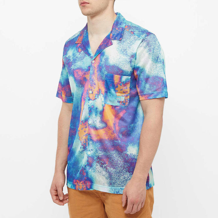 adidas originals Full Print Tie Dye Color Block Printing Embroidered Logo Short Sleeve Shirt Multico - 4