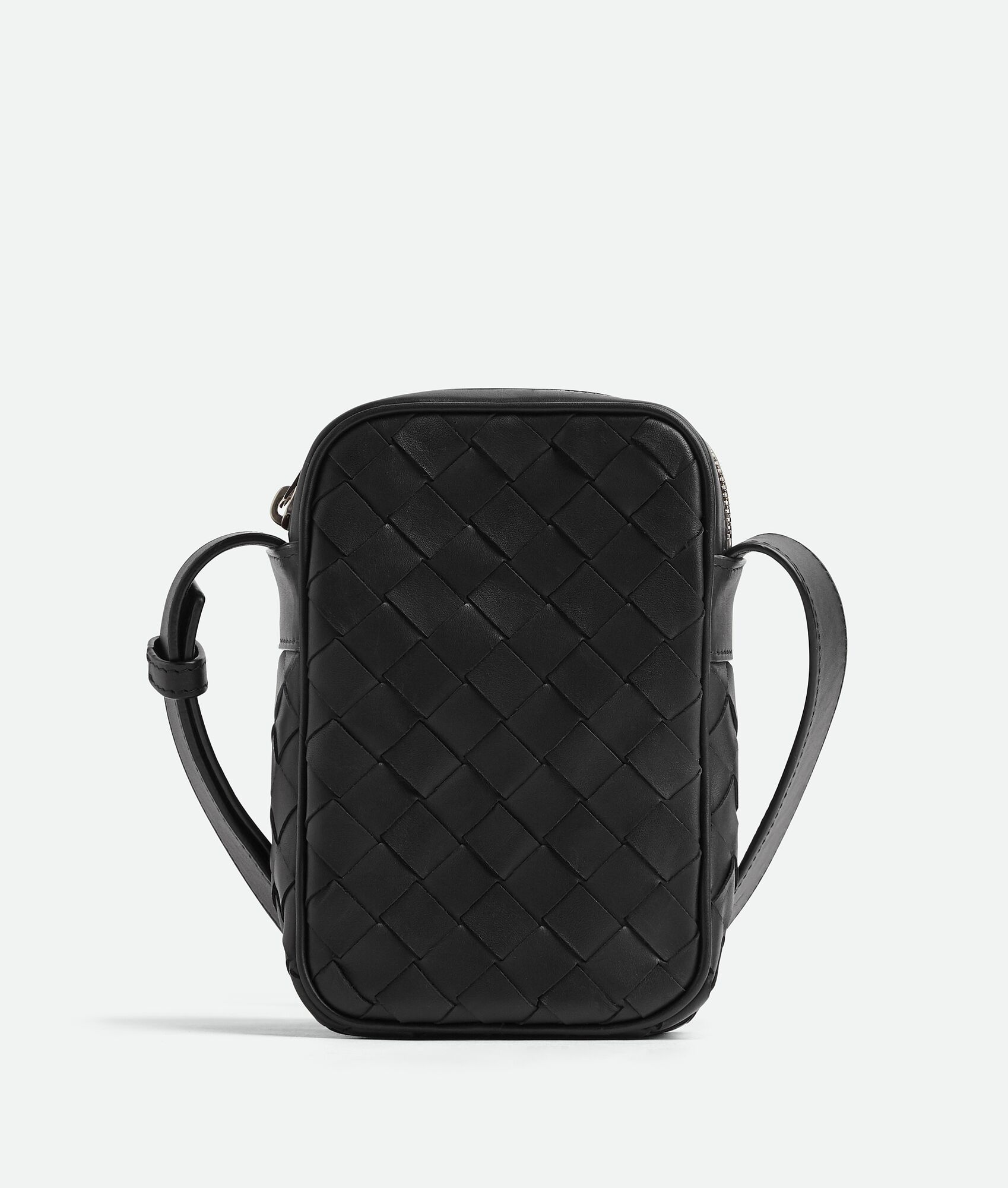 Bottega Veneta Intrecciato 15 Sling Bag Vn in Black & Silver