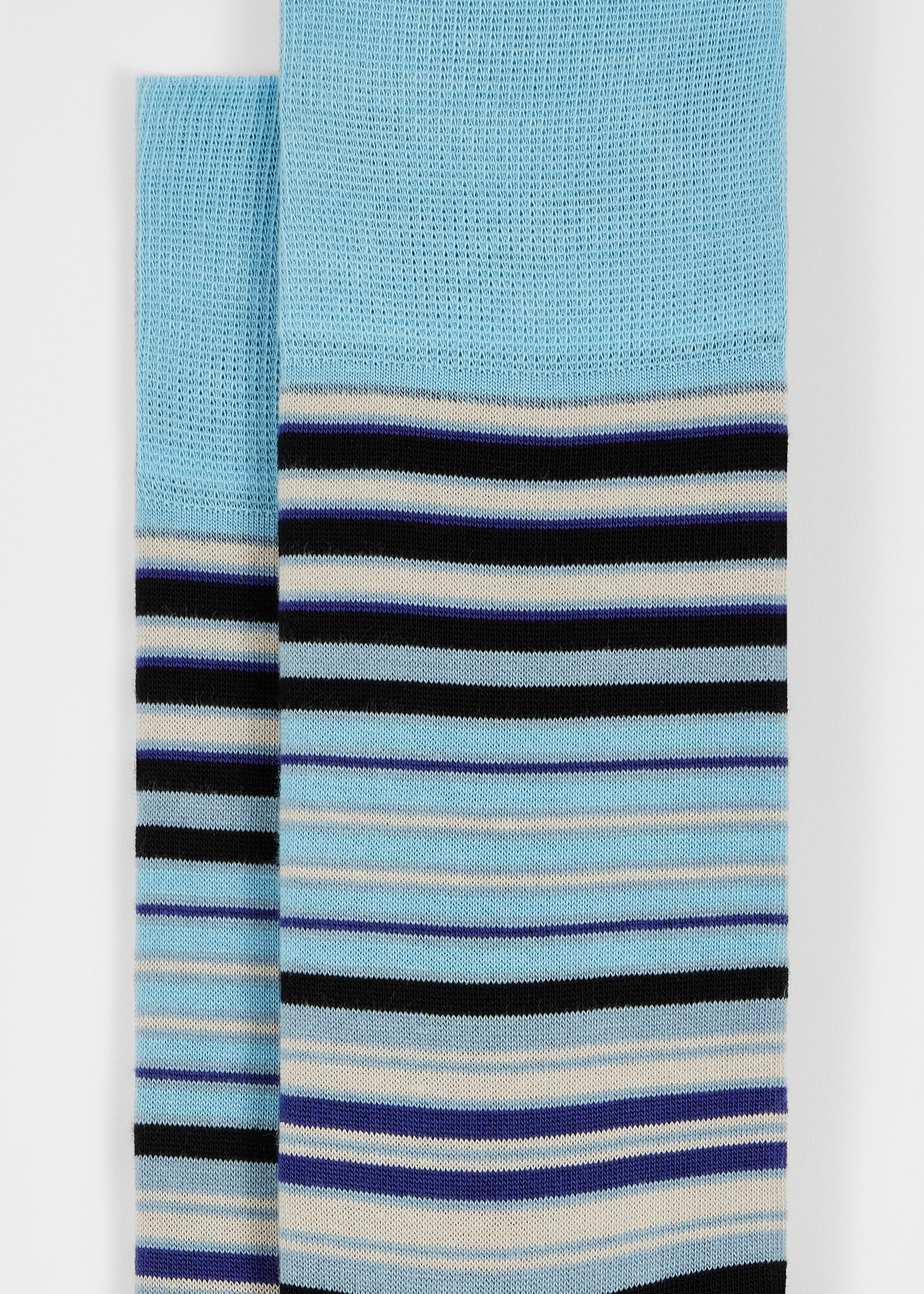 Blue Colour Block Stripe Socks - 3