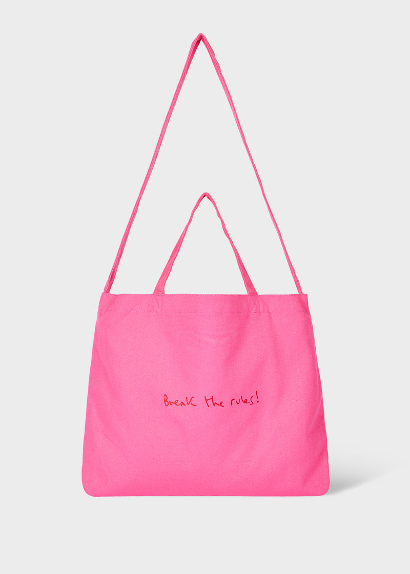 Pink Cotton-Canvas Quote Tote Bag 1