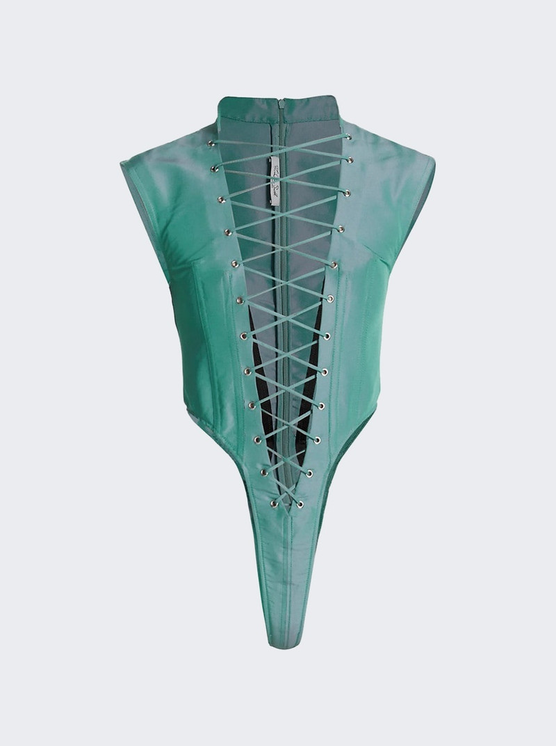 Utility Lace-Up Bodysuit Aqua - 1