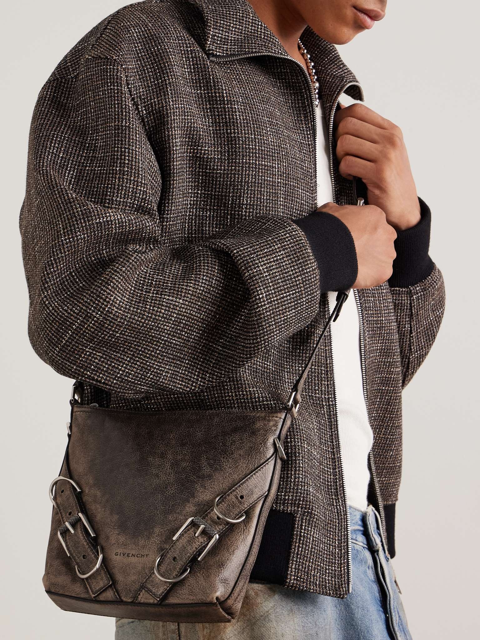 Voyou Small Crinkled-Leather Messenger Bag - 2