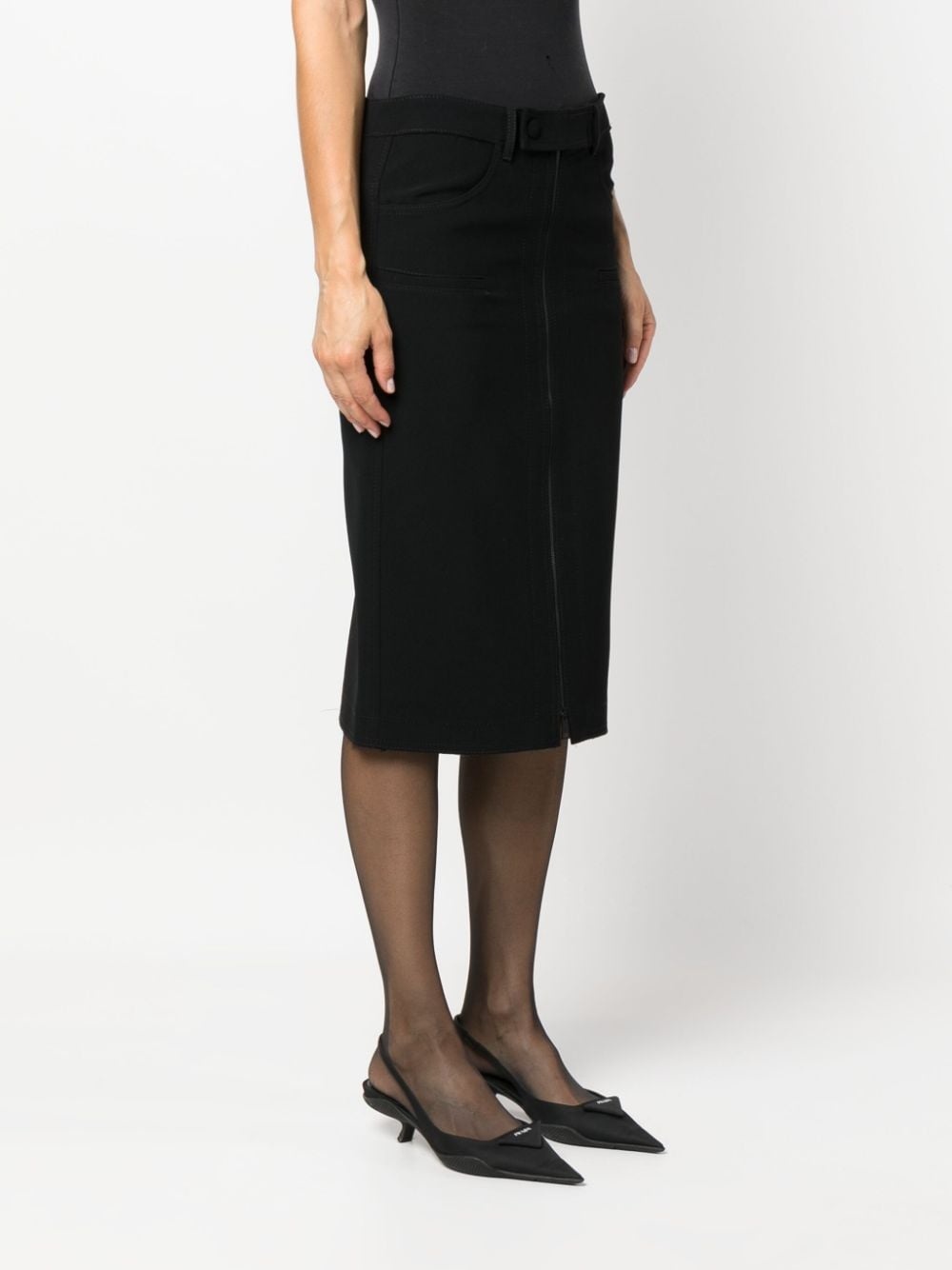 mid-rise zip-up midi skirt - 3