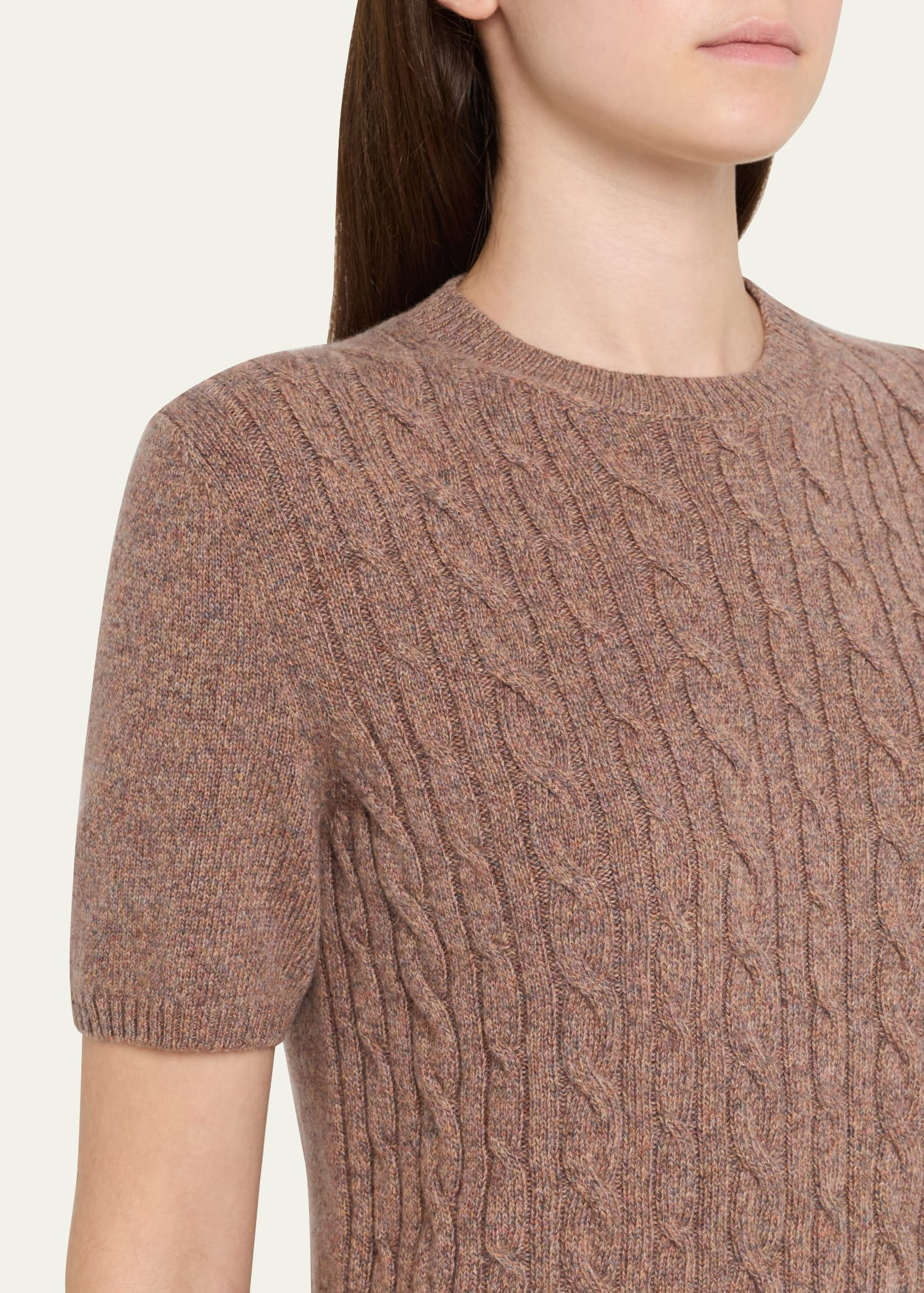 Treccia Cashmere Short-Sleeve Sweater - 5