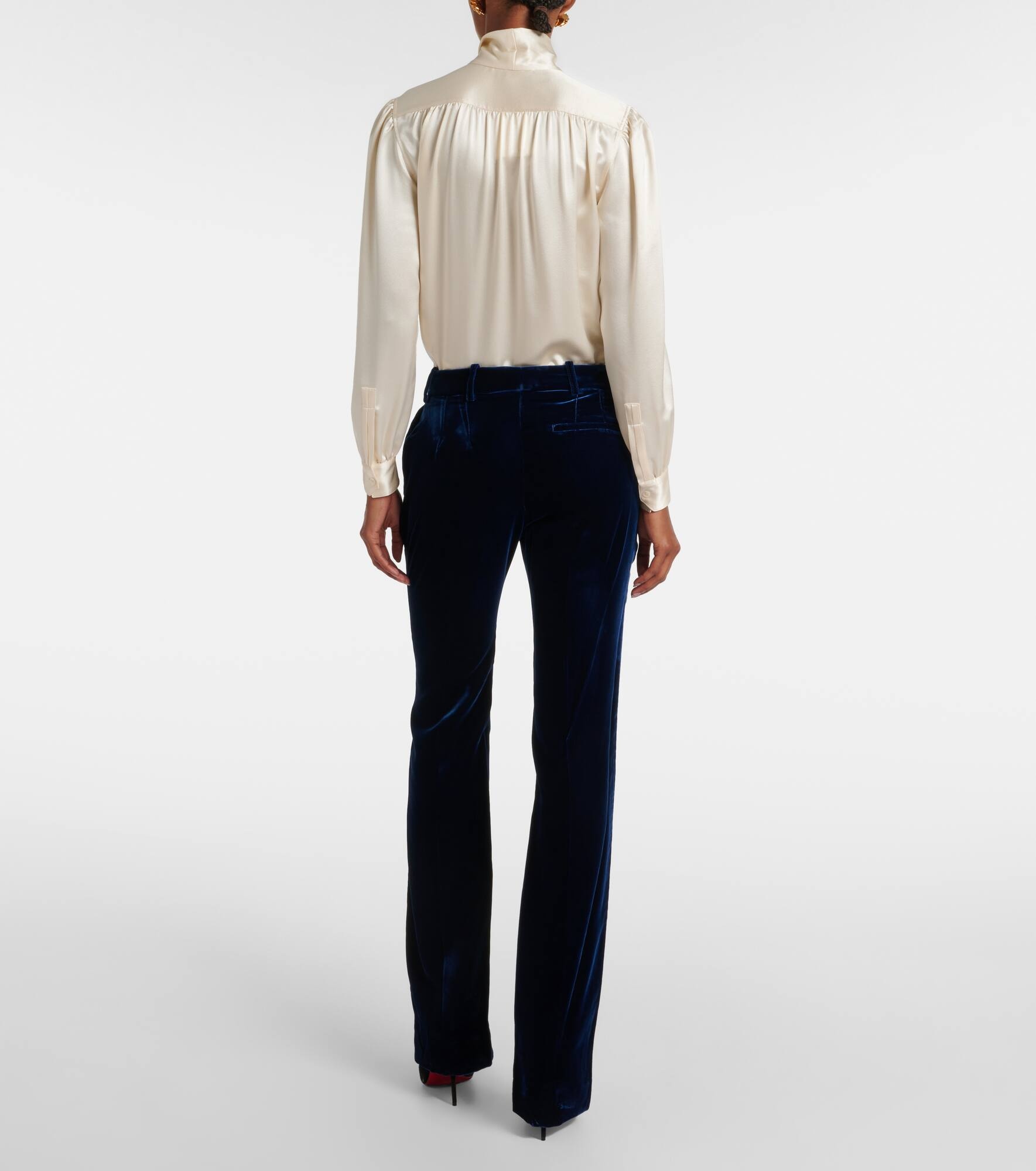 Fluid velvet straight pants - 3
