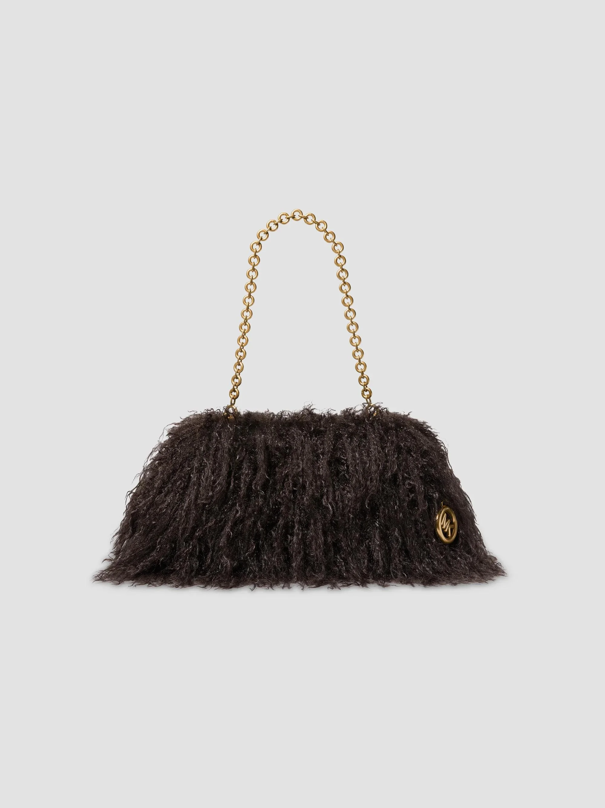Women's Goldie Large Faux-Shearling Clutch - Chocolate - 1