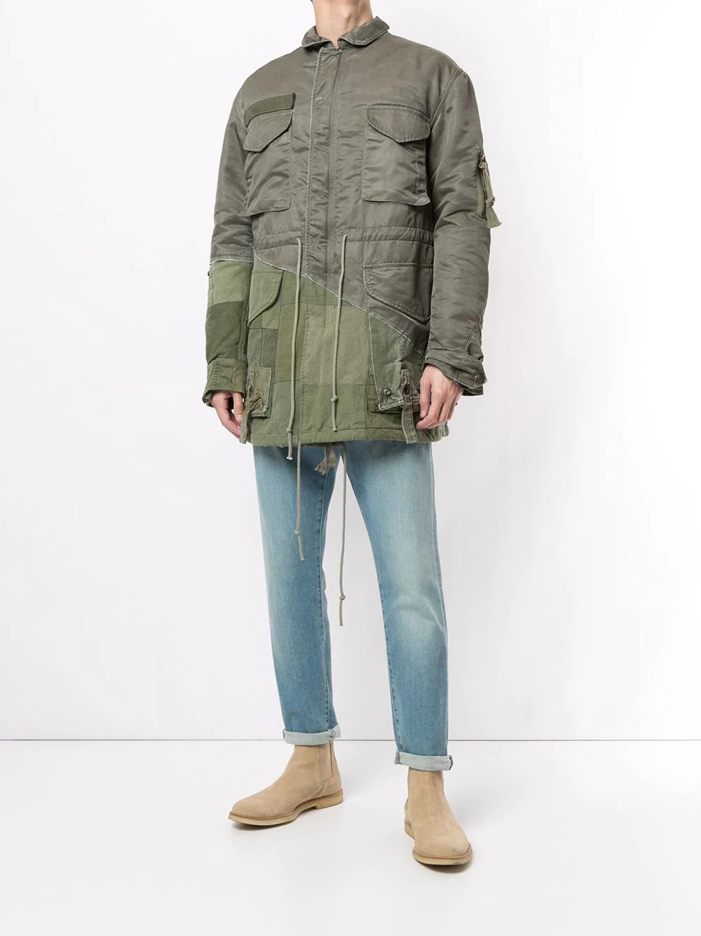 panelled fur-trimmed parka - 6