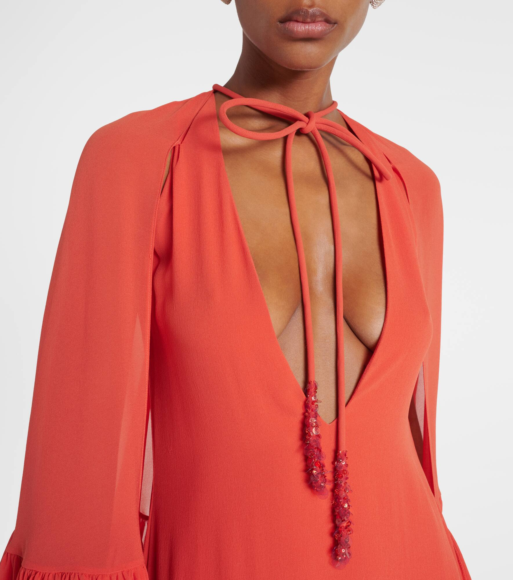 Caped silk georgette maxi dress - 4