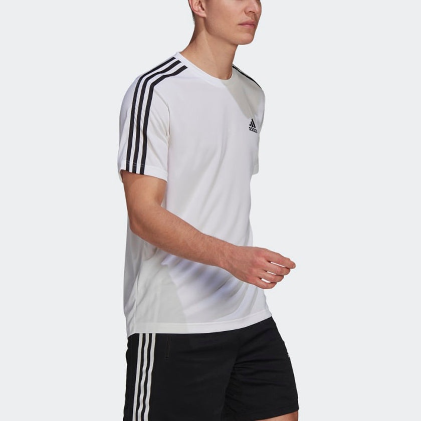 adidas Aeroready Sports Triple Stripes Short Sleeve Men's White GM2156 - 4