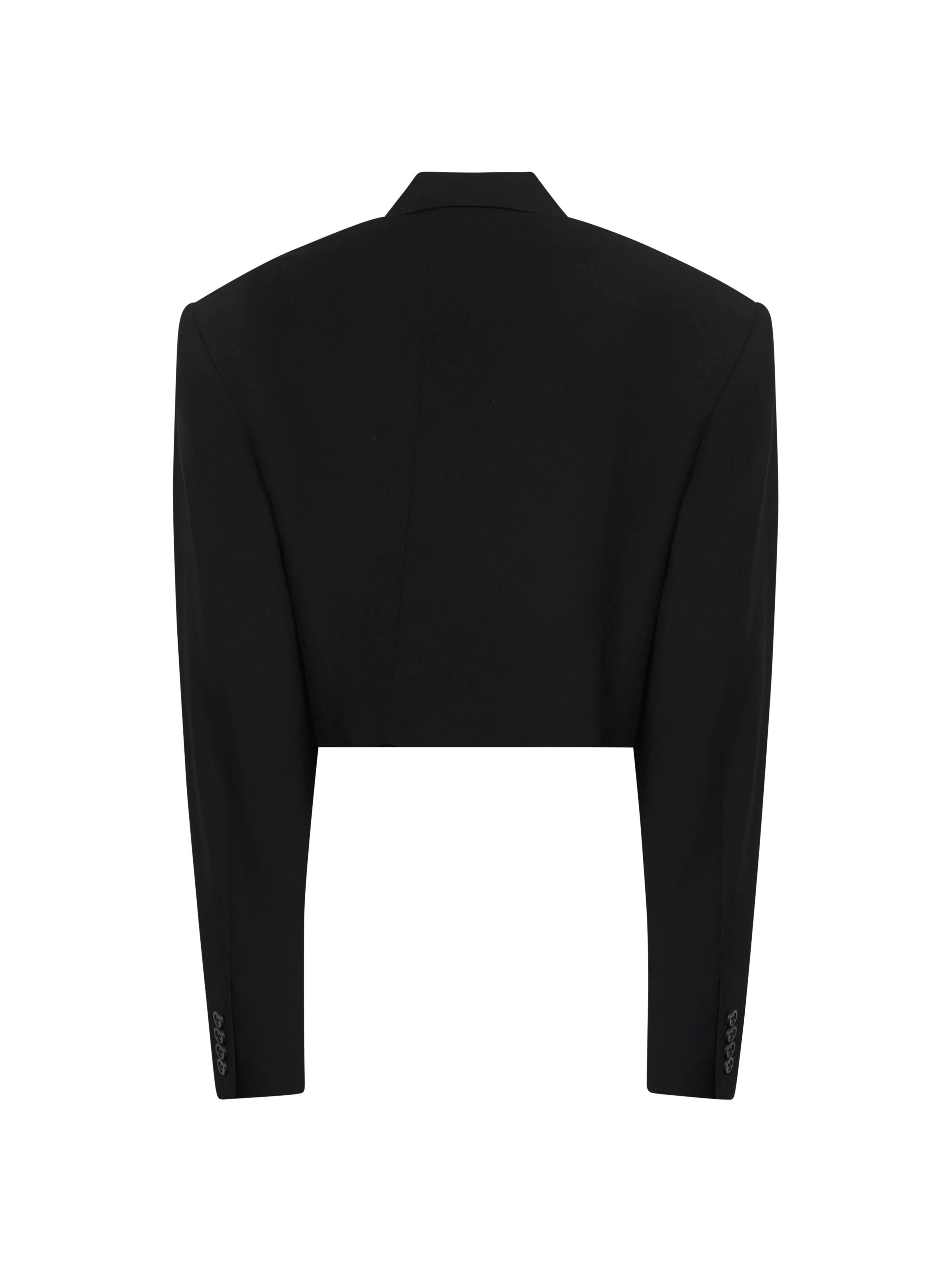 Black Cut Off Single Breasted jacket - 2