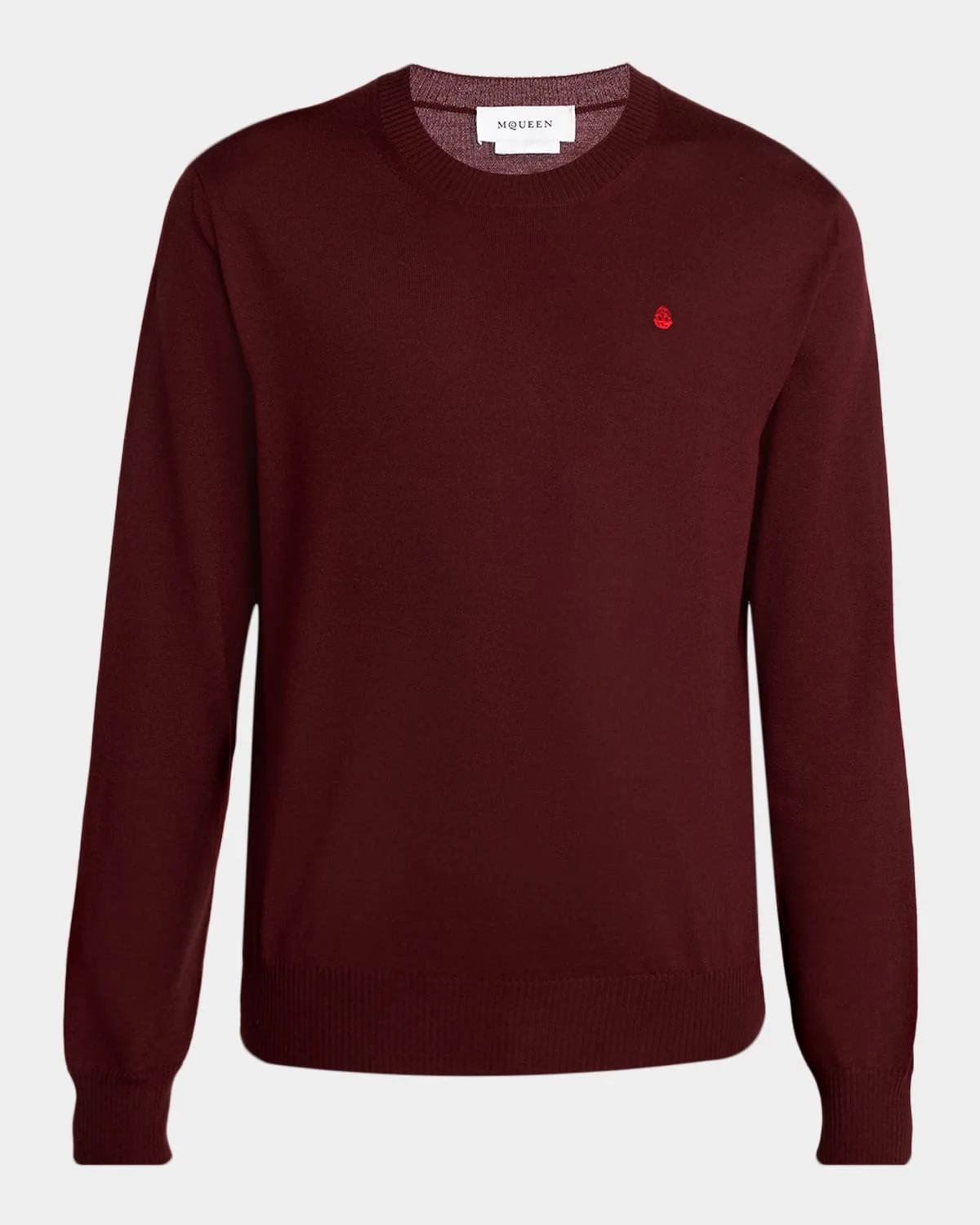 Men's Wool Knit Chest-Skull Crewneck Sweater - 1