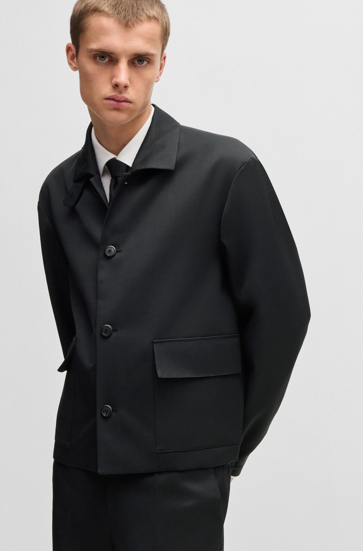 HUGO FORWARD JACKET IN WOOL-BLEND TWILL - 6