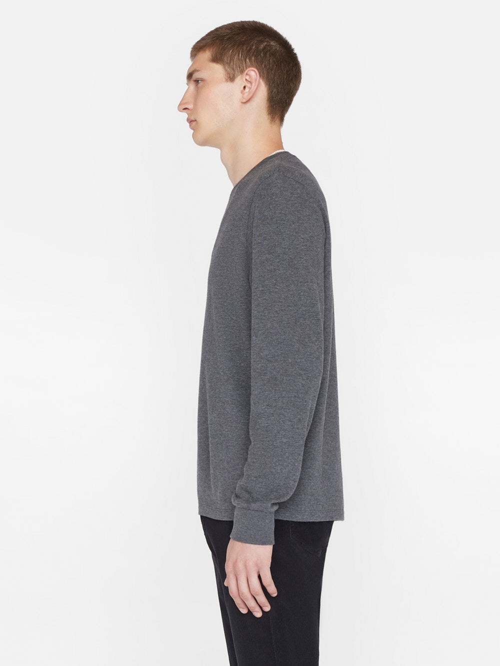 Duo Fold Long Sleeve Crew in Heather Charcoal Grey - 6