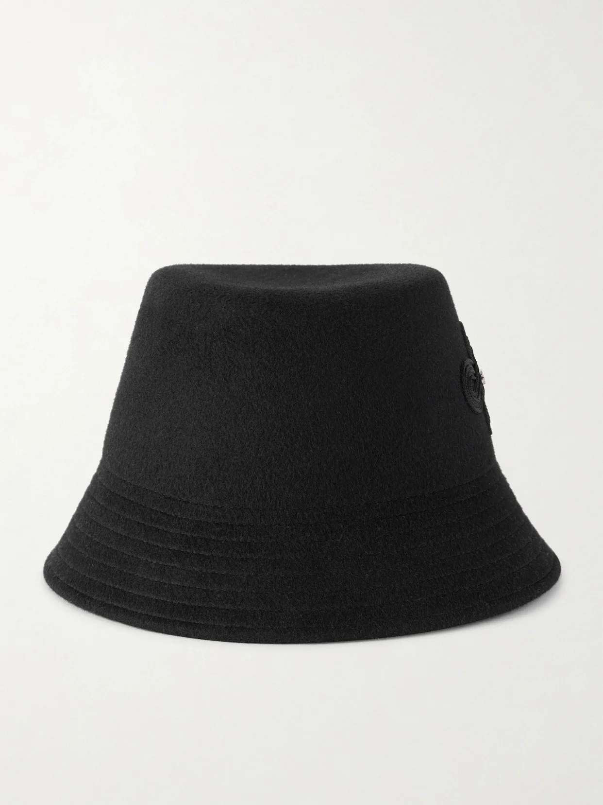 Appliquéd Rabbit Hair Bucket Hat - 1