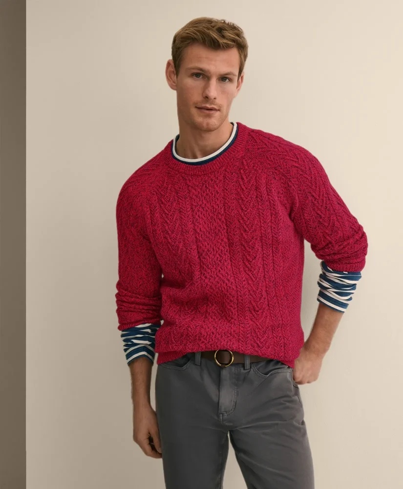 Supima® Cotton Mouliné Fisherman Sweater - 1