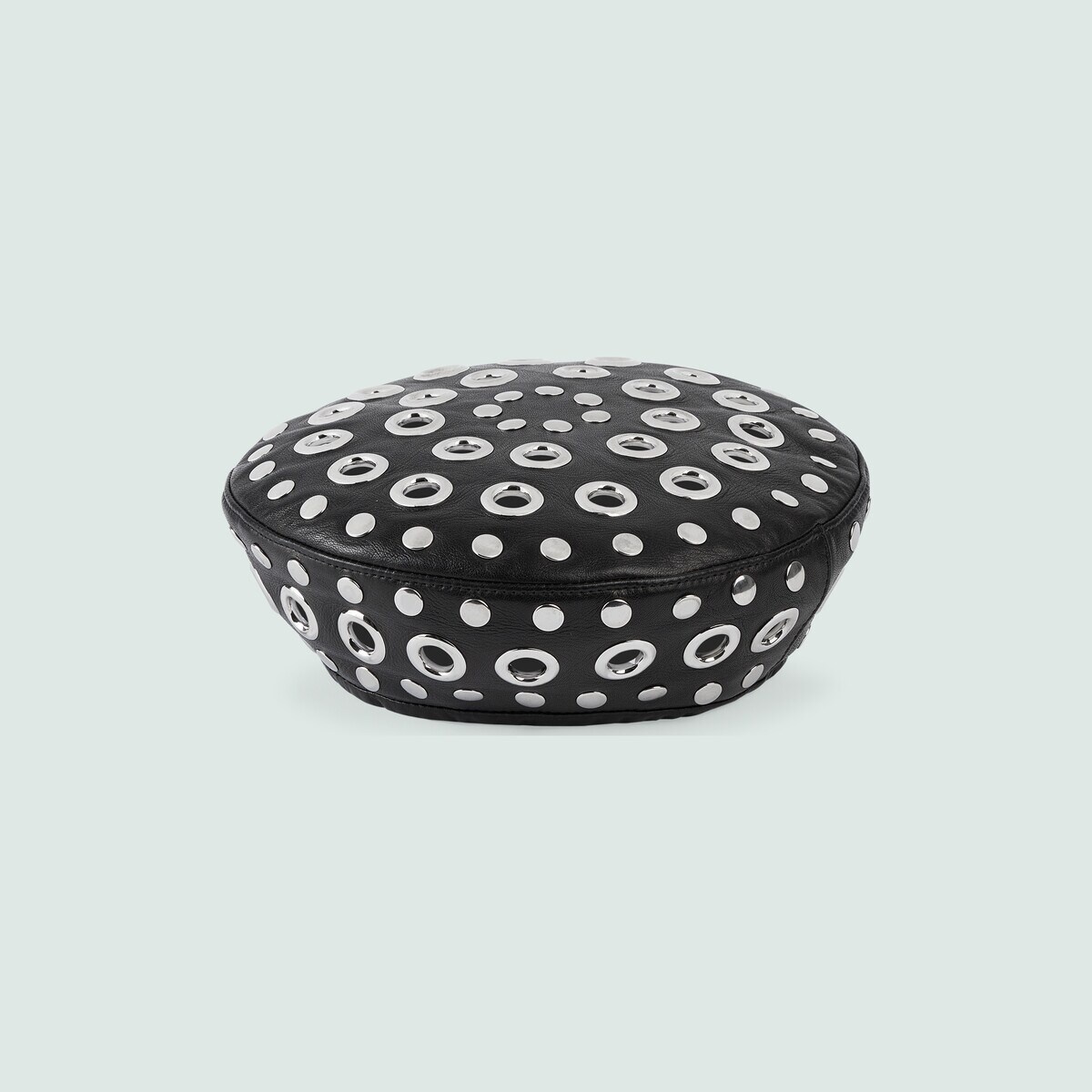Leather beret with stud and eyelet - 5