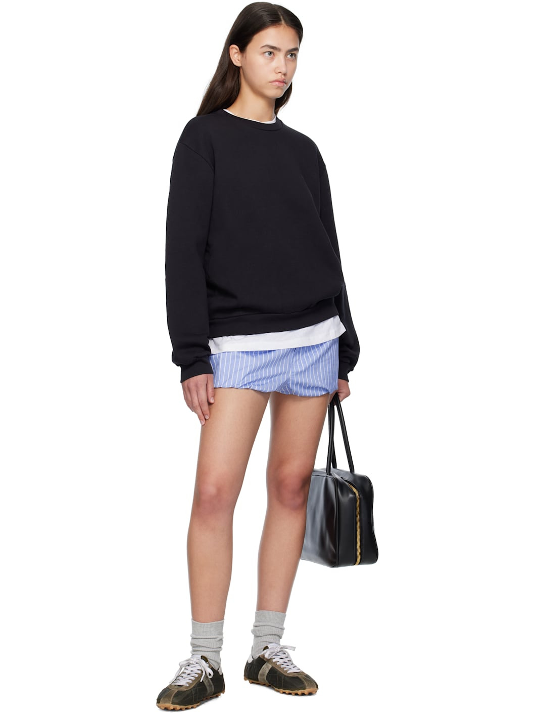 Black Crew Neck Fleece Sweatshirt - 4