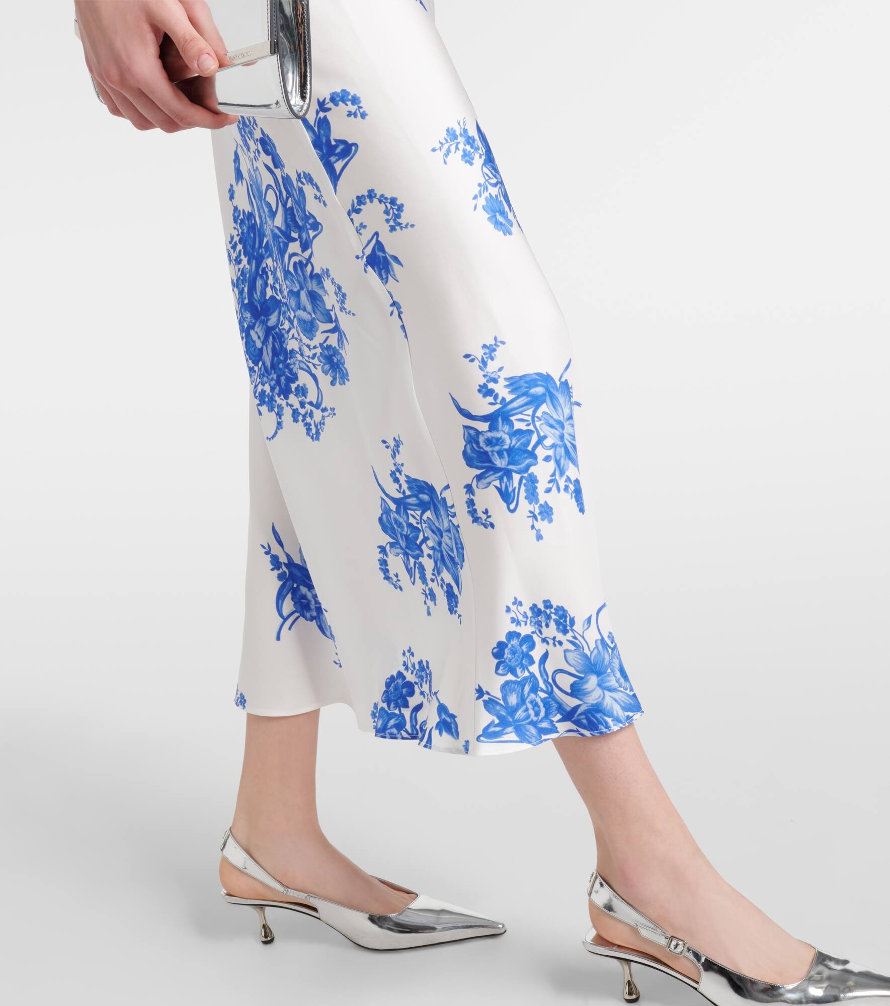 Floral silk slip dress - 5