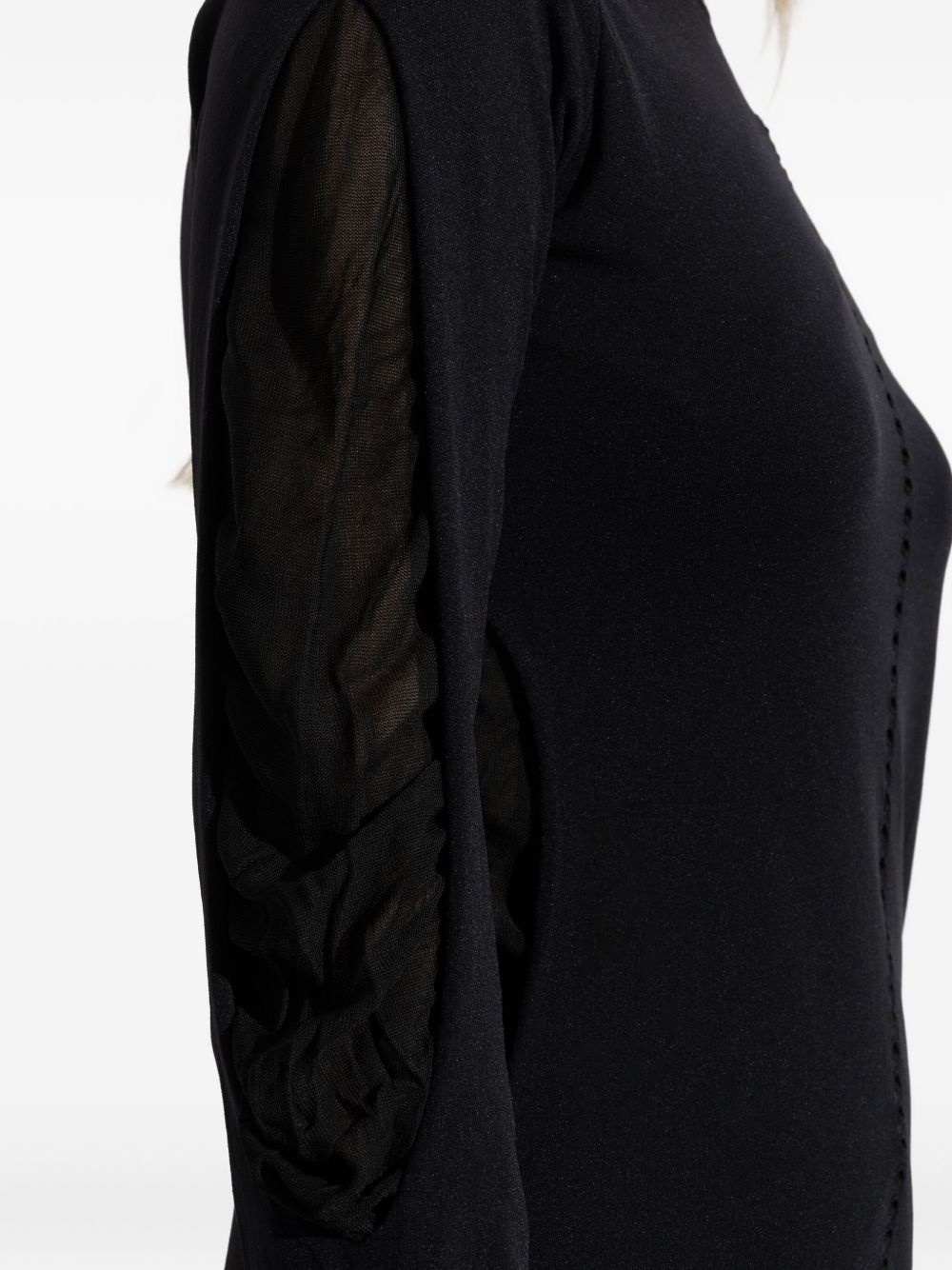turtleneck mesh-insert dress - 5