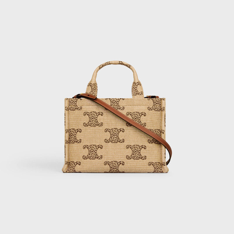 small cabas thais in RAFFIA EFFECT TEXTILE WITH LEOPARD TRIOMPHE 3