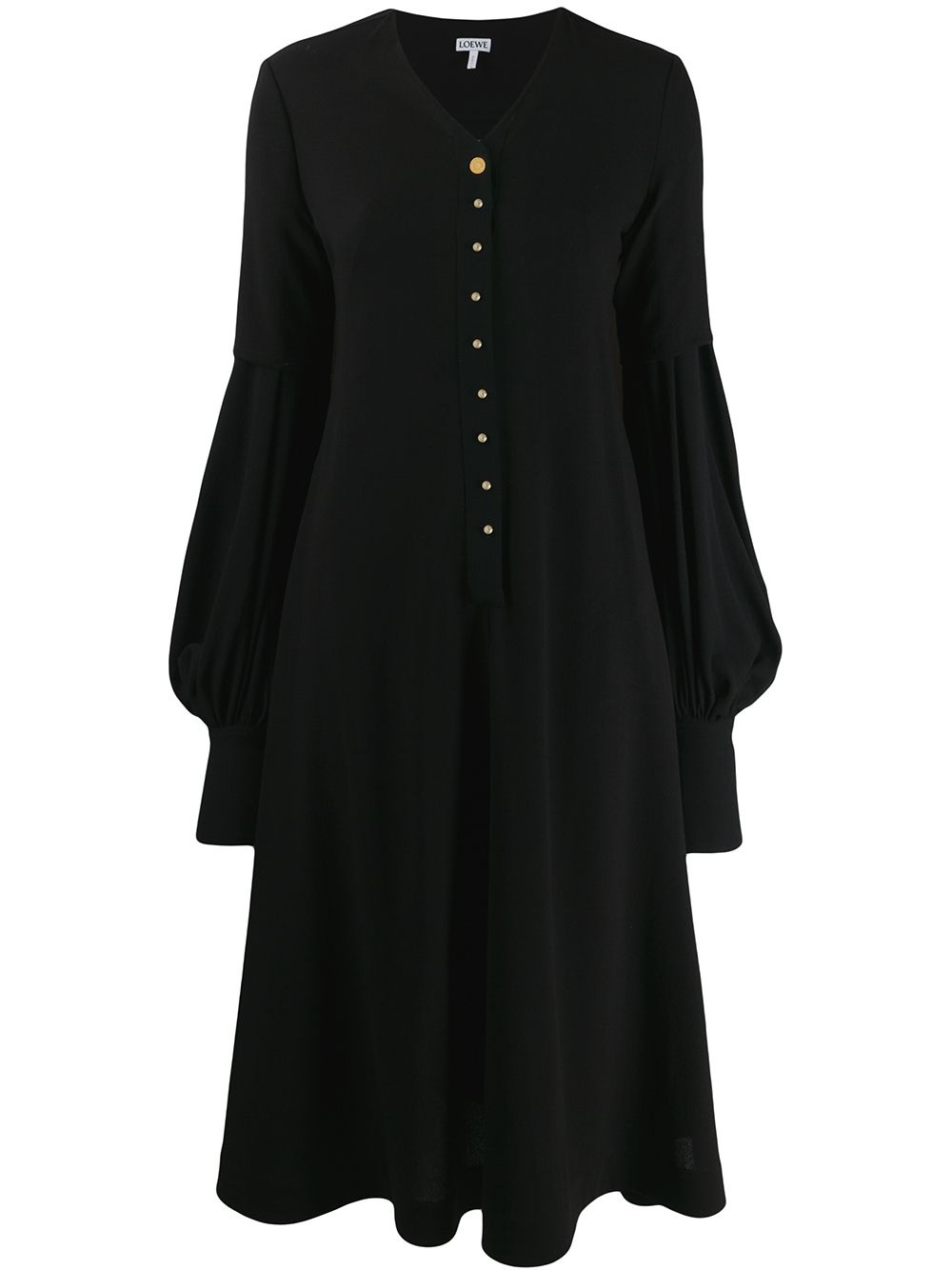 puffy sleeves flared dress - 1