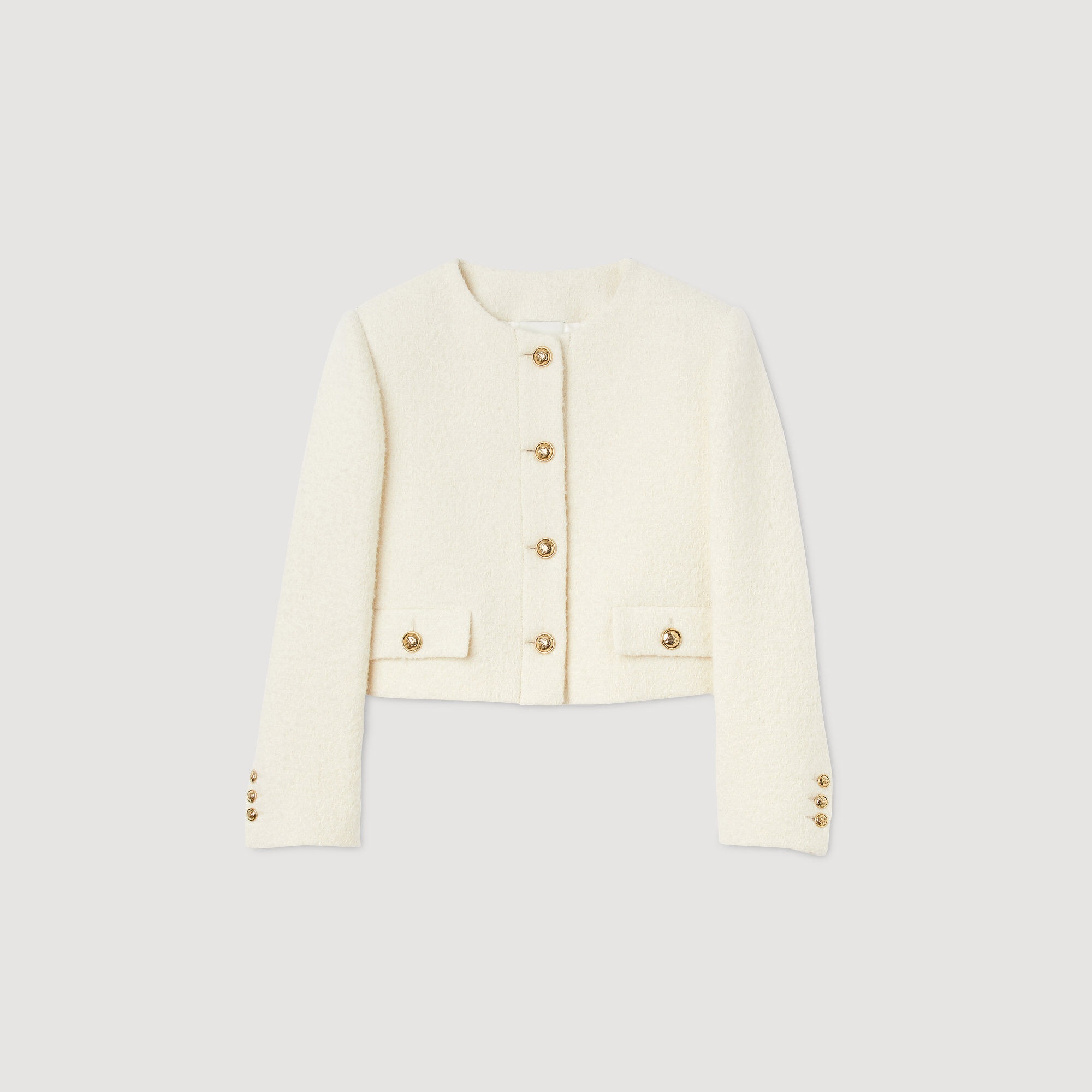 CROPPED BOUCLÉ WOOL JACKET - 1