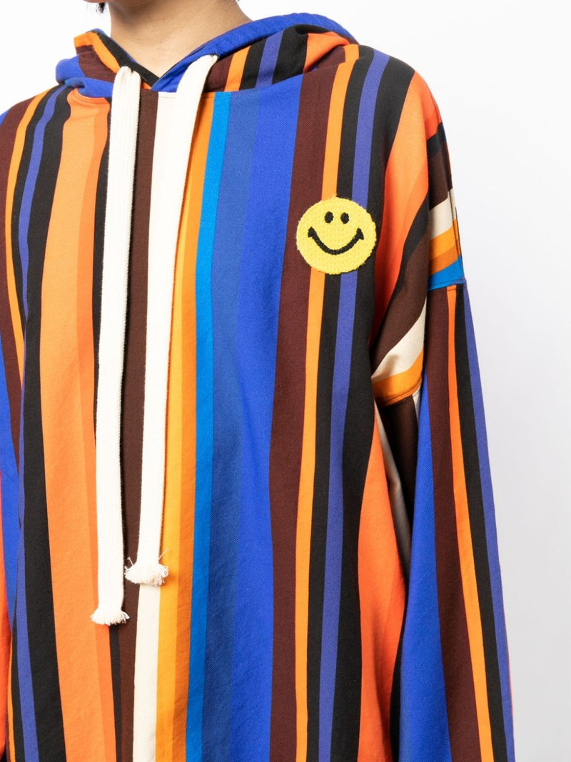 Smiley-patch cotton hoodie 5