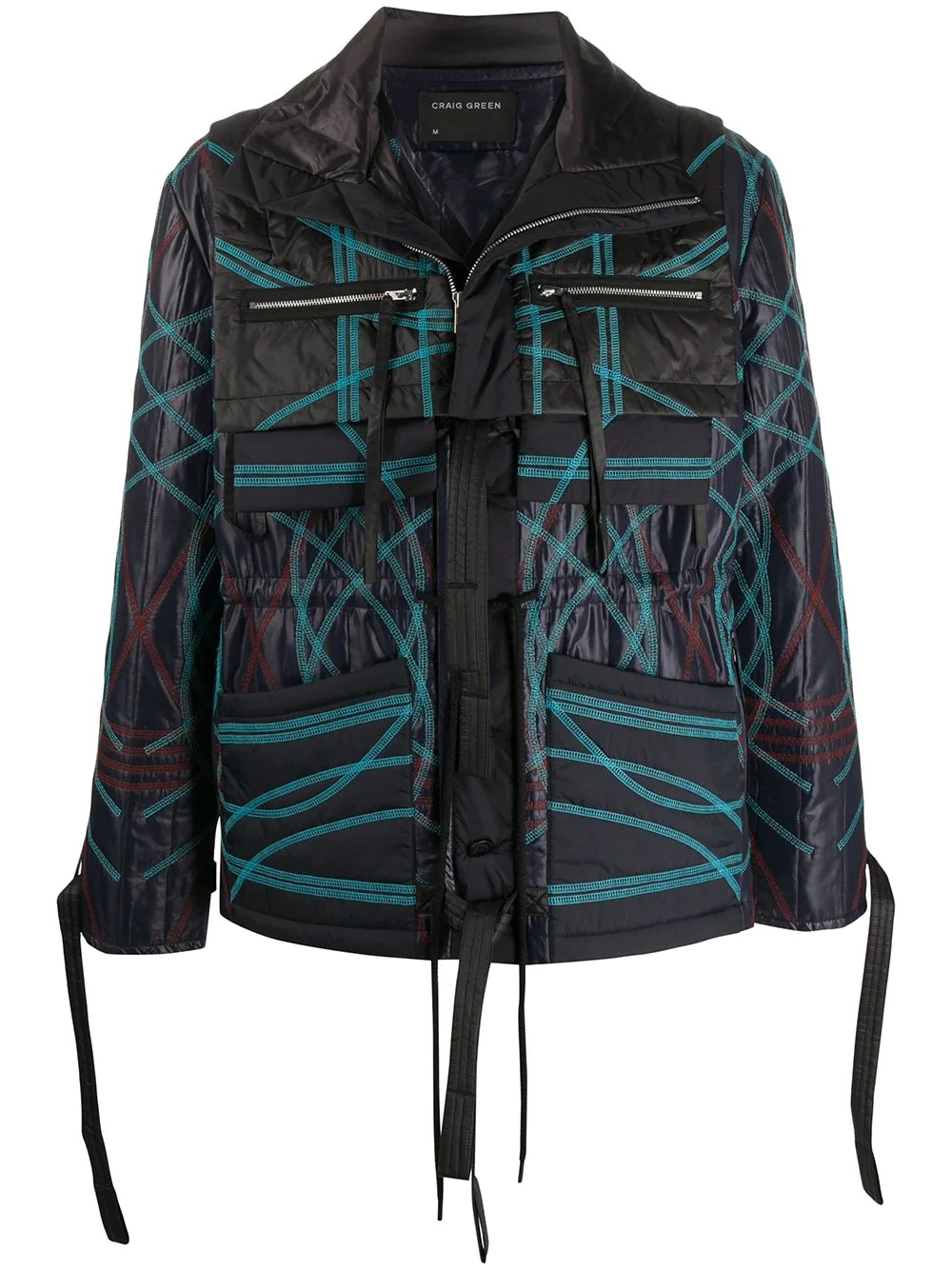 abstract print panelled jacket - 1