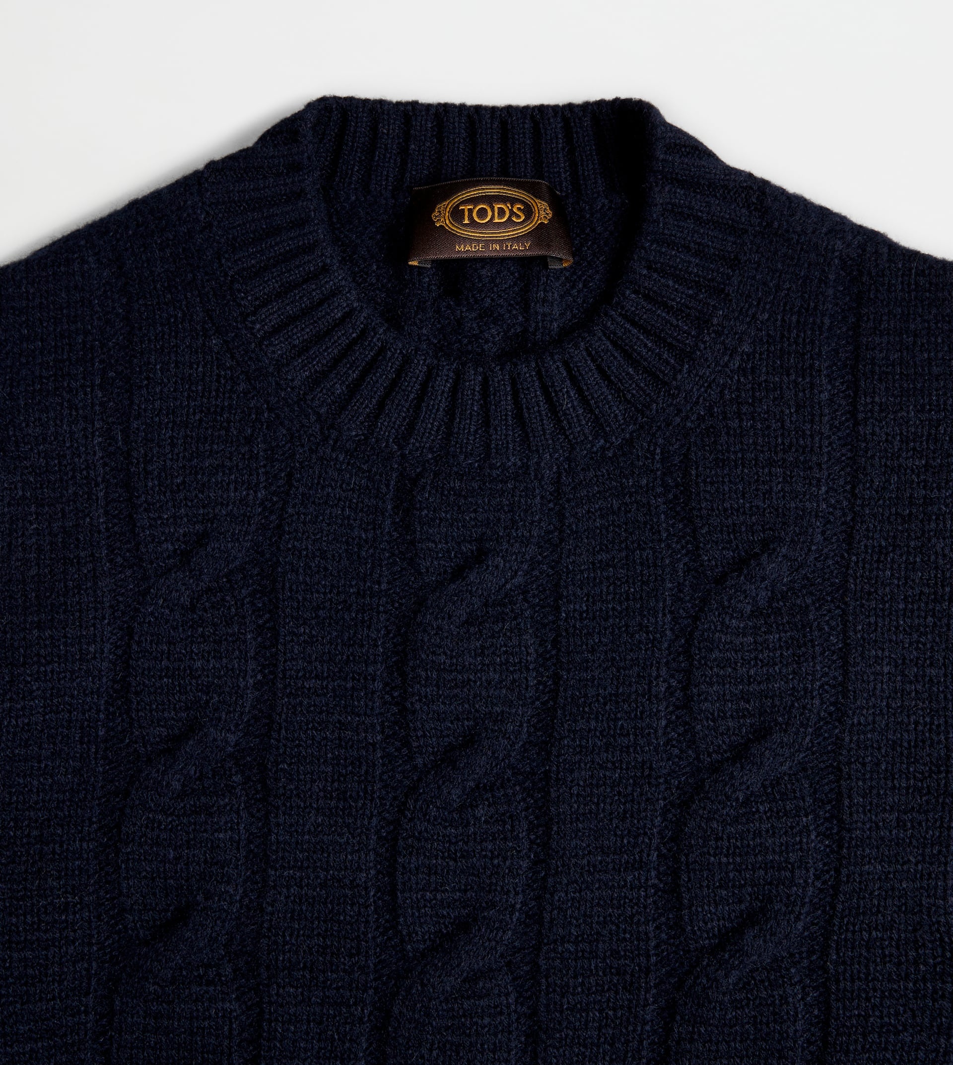 CASHMERE BLEND ROUND-NECK PULLOVER - BLUE - 7