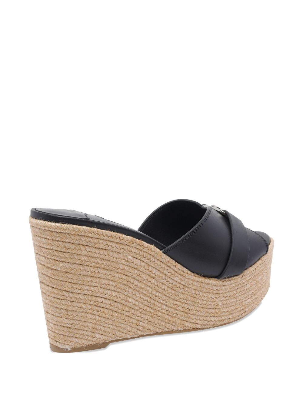 100mm leather wedge espadrille sandals - 3