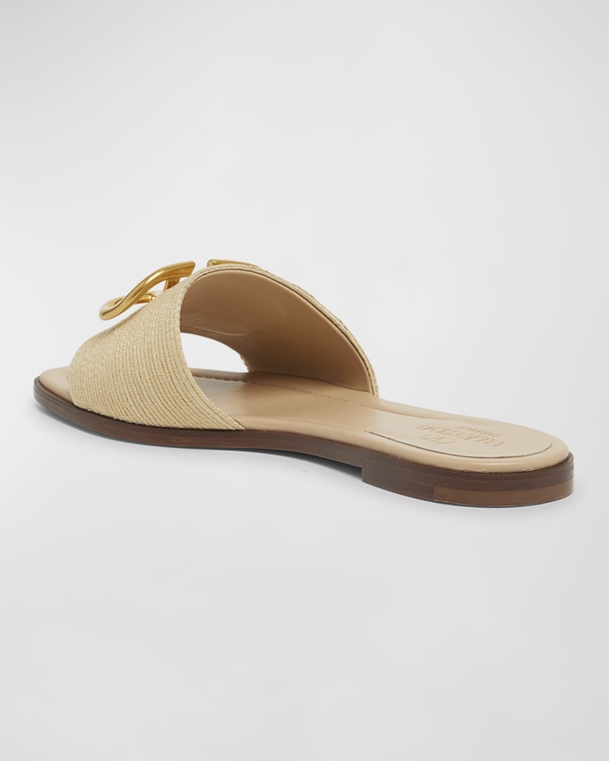 VLogo Medallion Raffia Slide Sandals - 4
